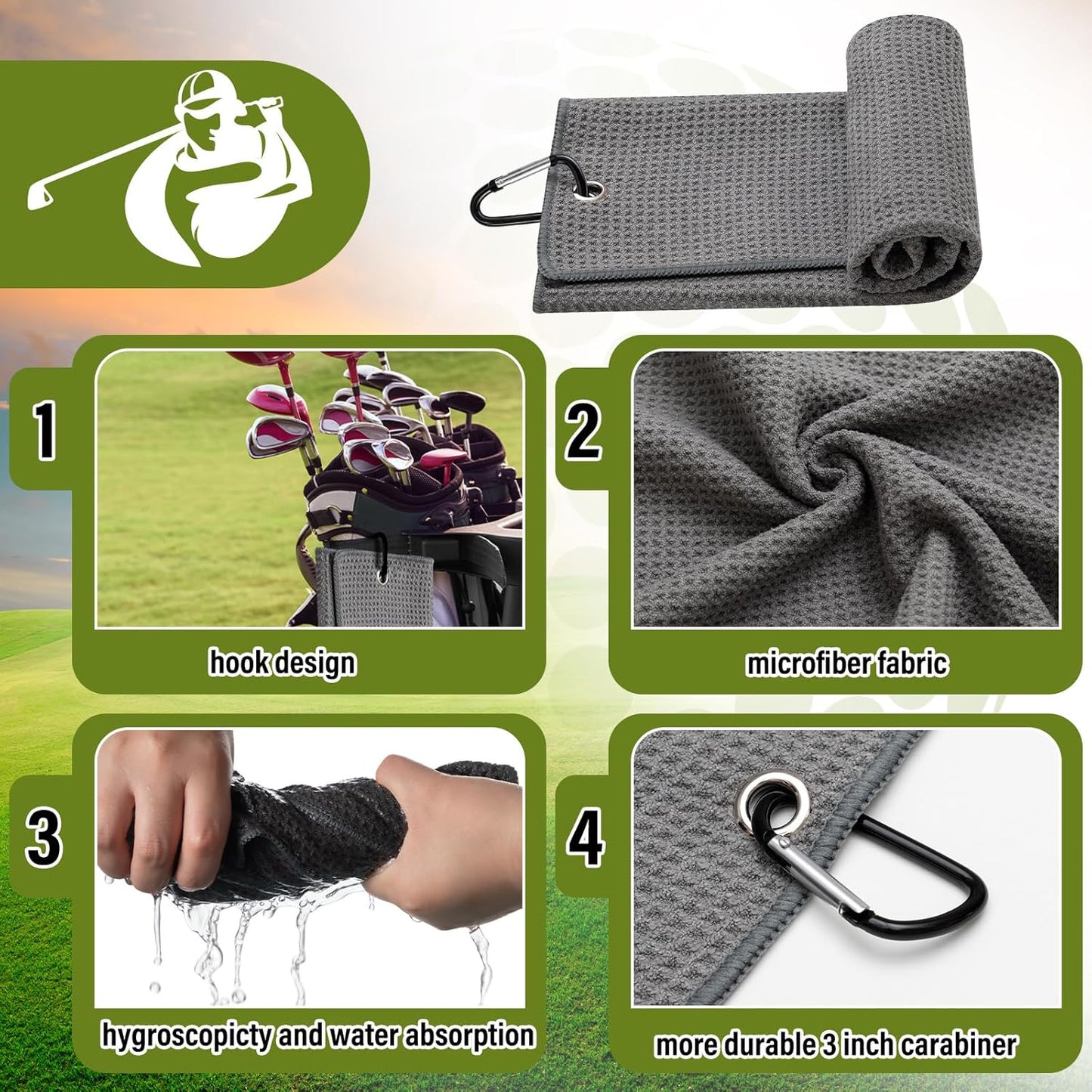 Liliful 12 Pcs Golf Accessories Kit, Include Golf Ball Bag with Hook Towel Tees Magnetic Ball Marker Divot Tool Cleaner Brush for Women Man Gifts