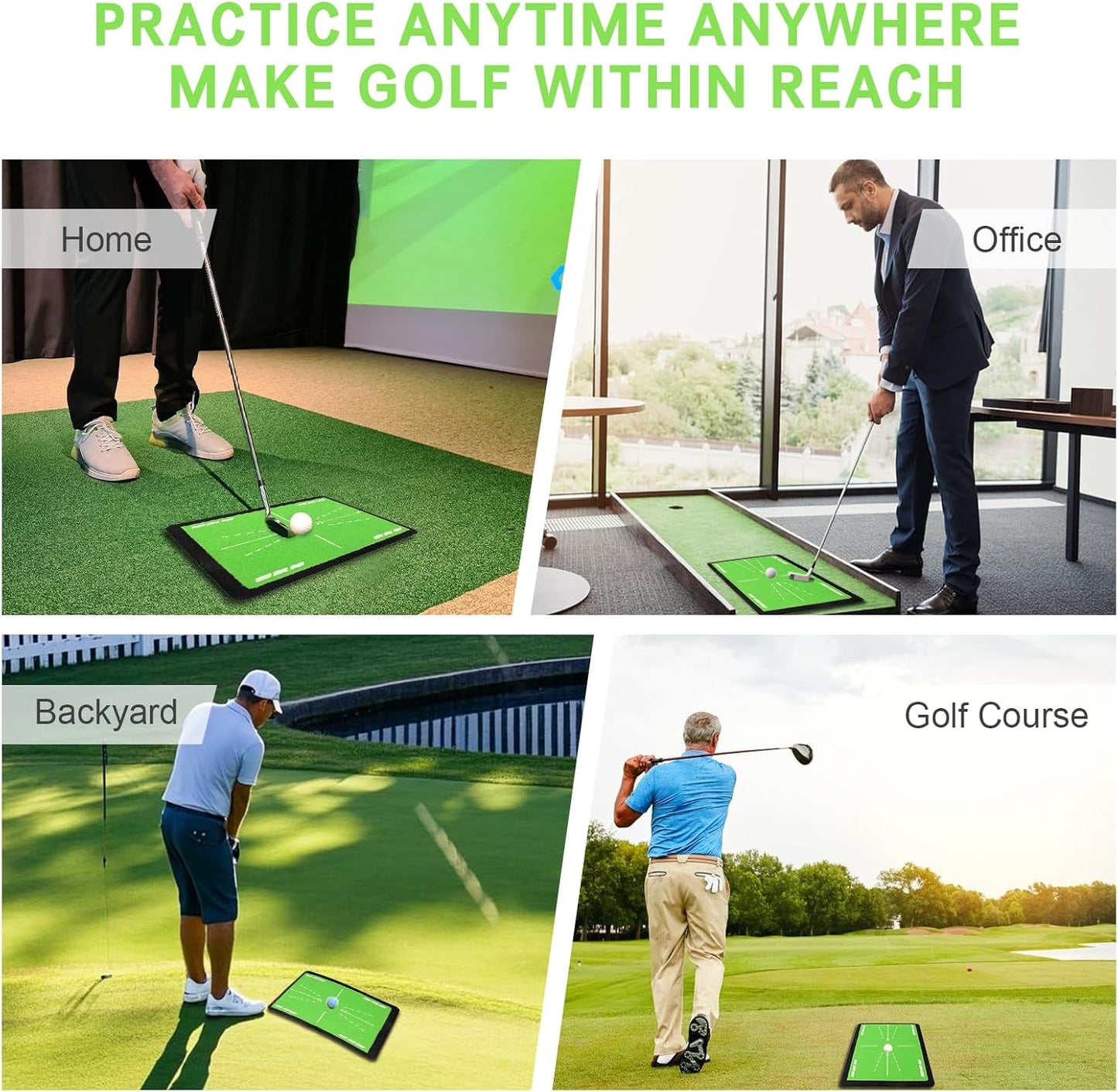 Large Golf Hitting Mat, 17.3"x13.4" Practice Mat with Swing Path Detection, Shock Absorption & Heavy-Duty Non-Slip Base for Indoor/Outdoor Use - Ideal Golf Gift for All Levels