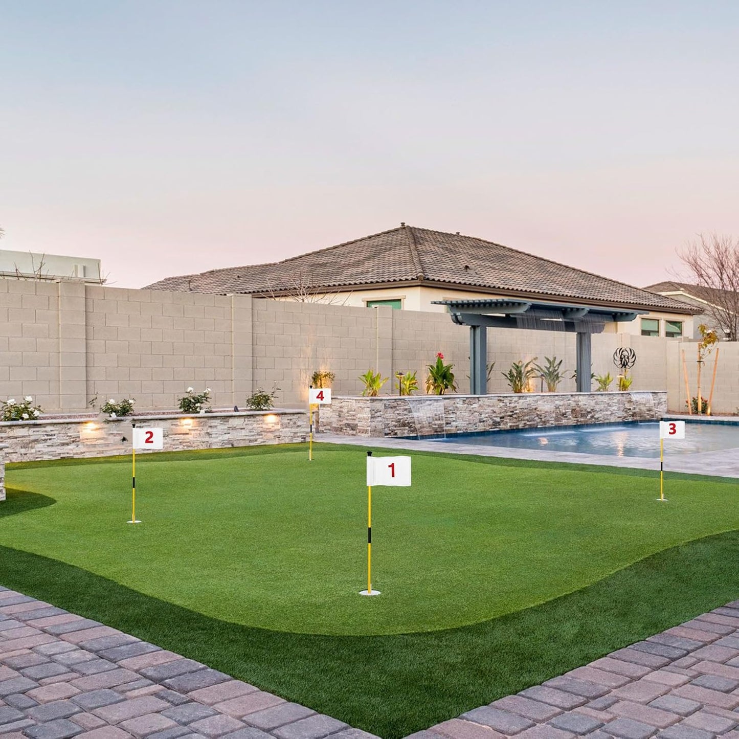 KINGTOP Numbered Golf Flag All 8x6 Inch – Upgraded Dual-Layer 420D Nylon, Double Sided Printing, Tube Inserted – Mini Practice Putting Green Flags for Yard