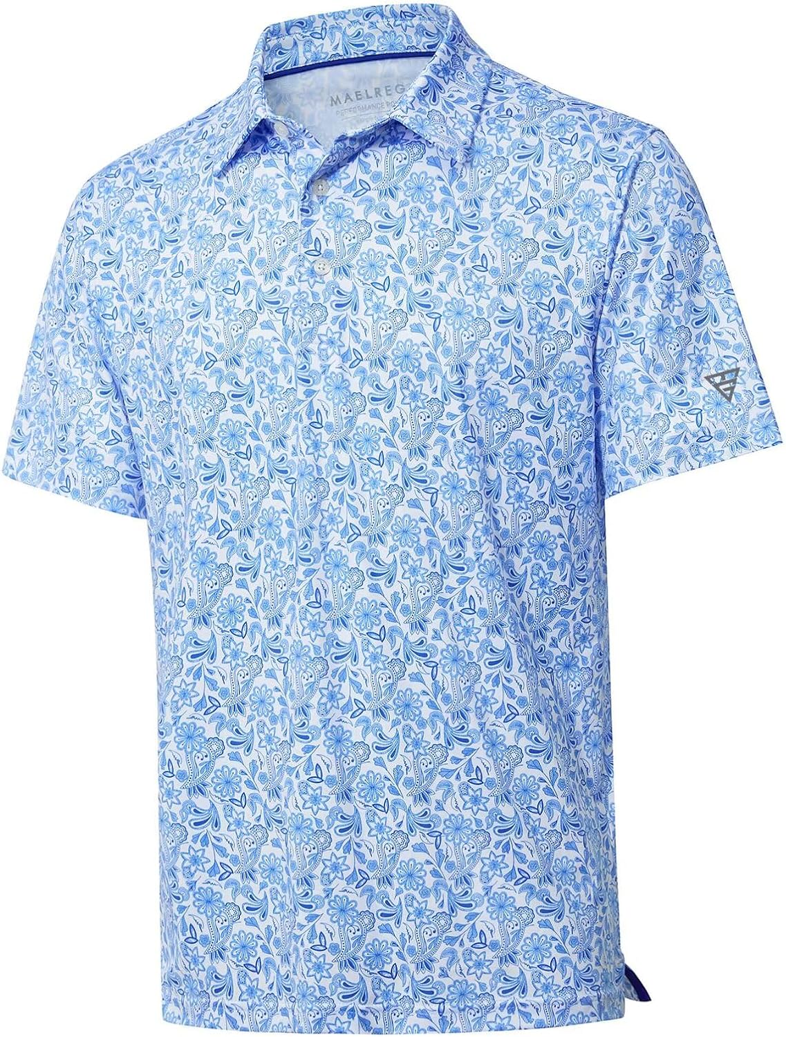 Golf Shirts for Men Dry Fit Short Sleeve Print Performance Moisture Wicking Polo Shirt