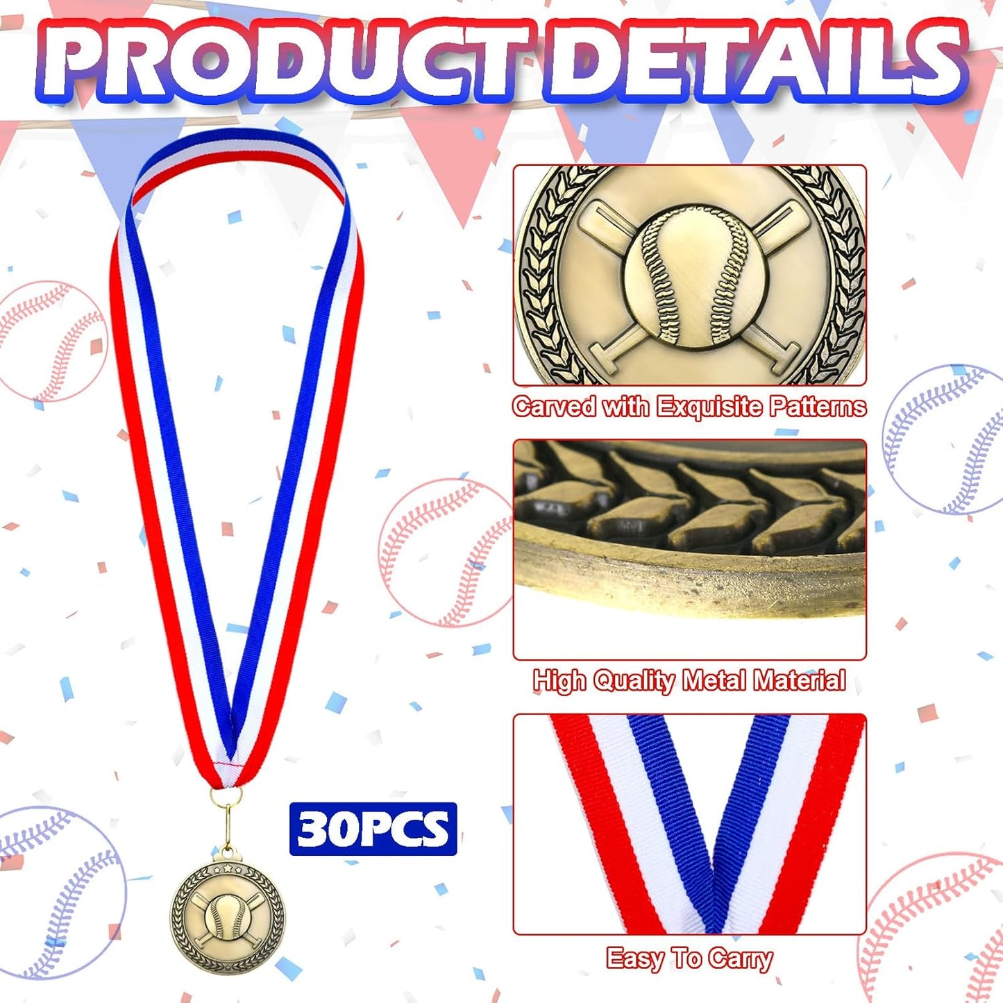 Remuuly 30 Pcs Gold Medals Bulk 2'' Basketball Soccer Baseball Volleyball Football Lacrosse Kickball Cheer Bowling Trophy Medals for Awards for Sports Participation Winner Gift