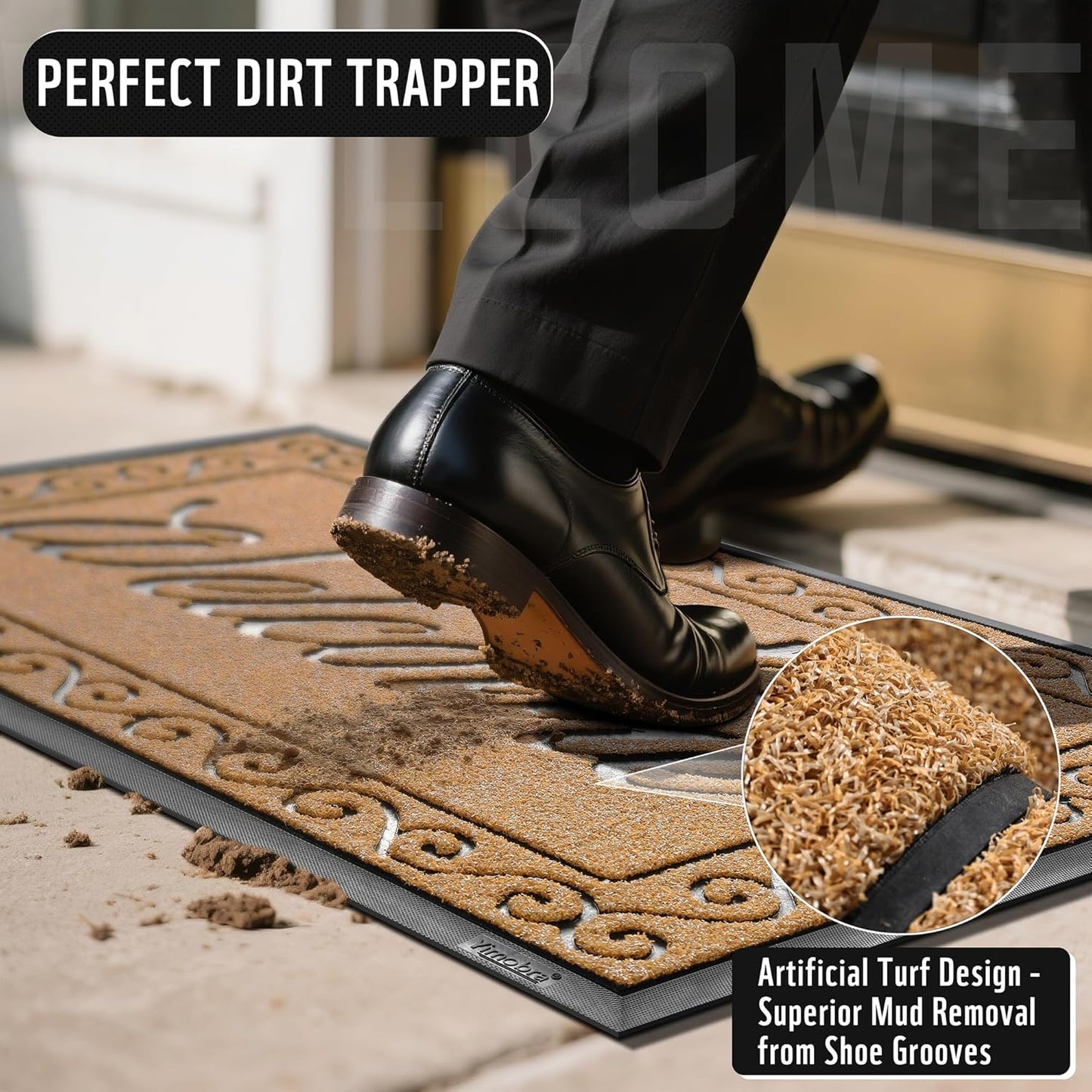 Yimobra Welcome Mat, Heavy Duty Sturdy Door Mats for Home Entrance Outdoor Indoor, Front Doormat for Outside Patio Floor Entry Porch Garage Office, Waterproof, Low Profile, 60 x 36, Yellow