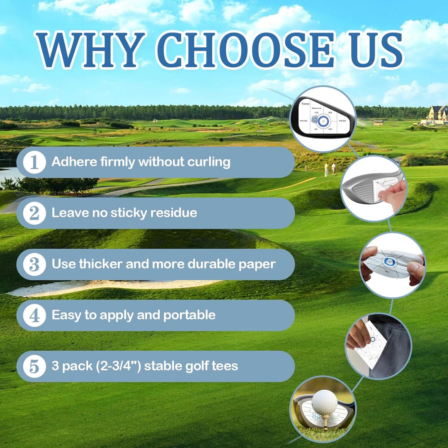 Yuanya Golf Impact Tape - 150 PCS High-Resolution Golf Stickers for Irons, Driver & Fairway Woods, Impact Stickers for Golf Clubs, Non-Residue, Swing Training Aid Impact Labels