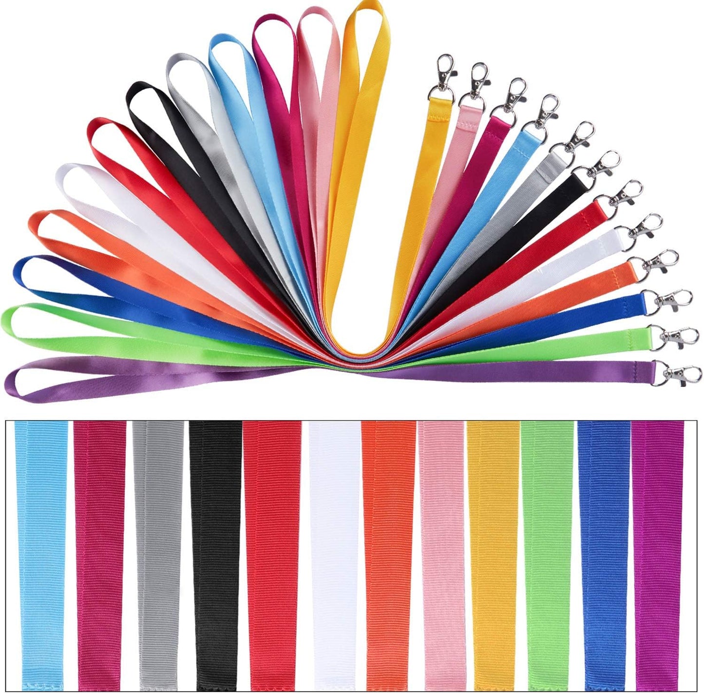 YOUOWO Lanyards 12 Pack Neck Office Lanyard 12 Colors White Blue Black Apple Green Red Pink