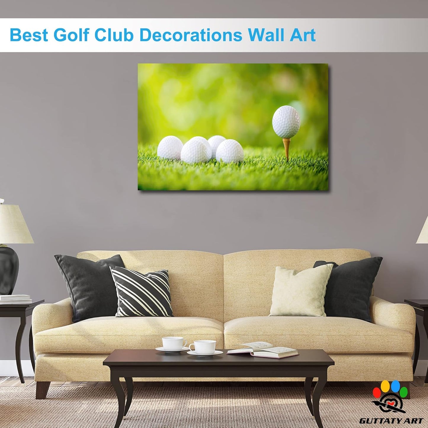 GUTTATY Golf Wall Art, Golf Pictures Posters Canvas Print Wall Decor for Golfer's Man Cave Home Ofice Ready to Hang (32x48 Inches)