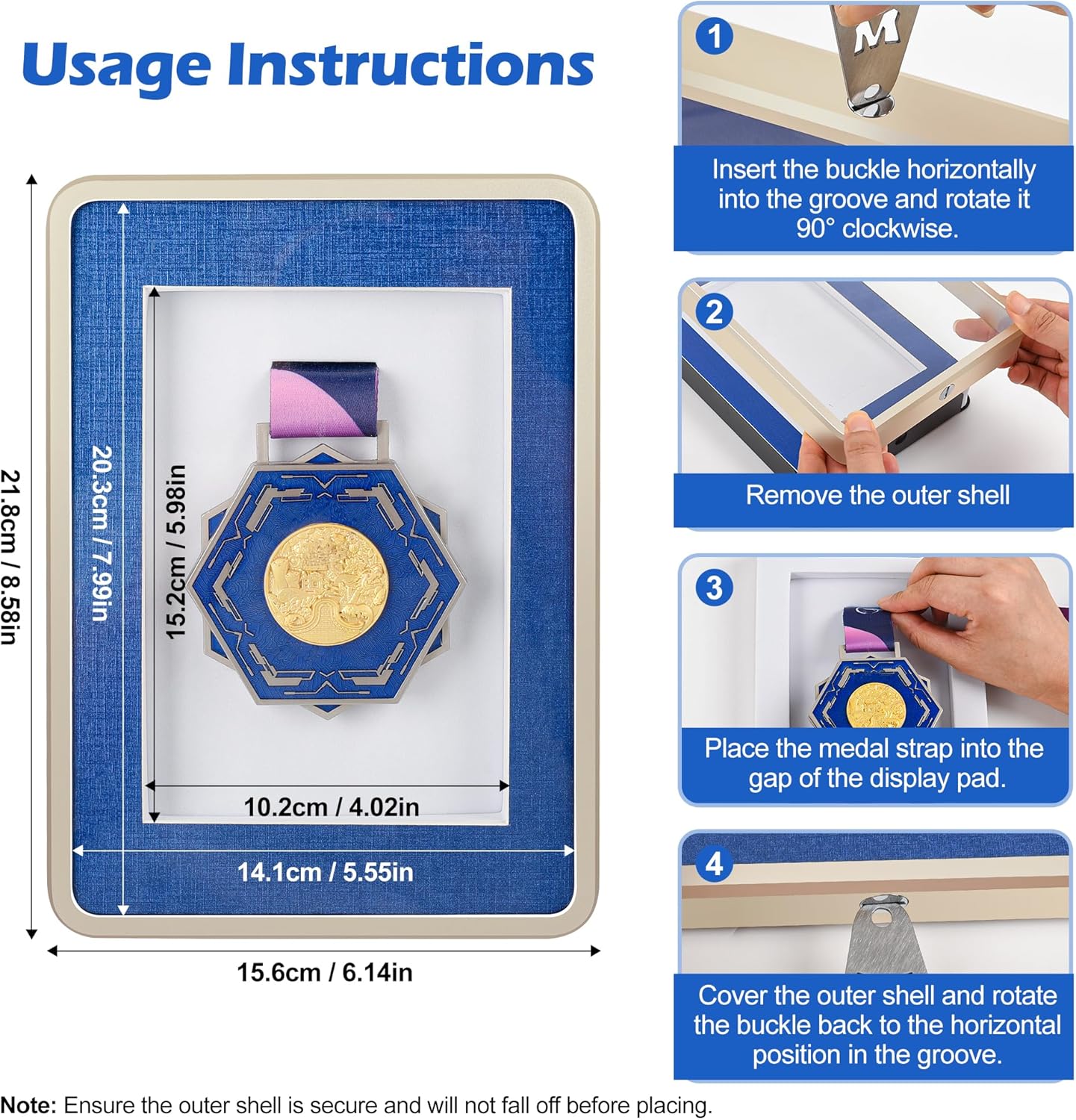 WeChip Medal Display Case, A5 Size 5.8 x 8.3 inches, Wall Mount or Desktop, Aluminum Frame, Single Medal Holder(A5 Size)