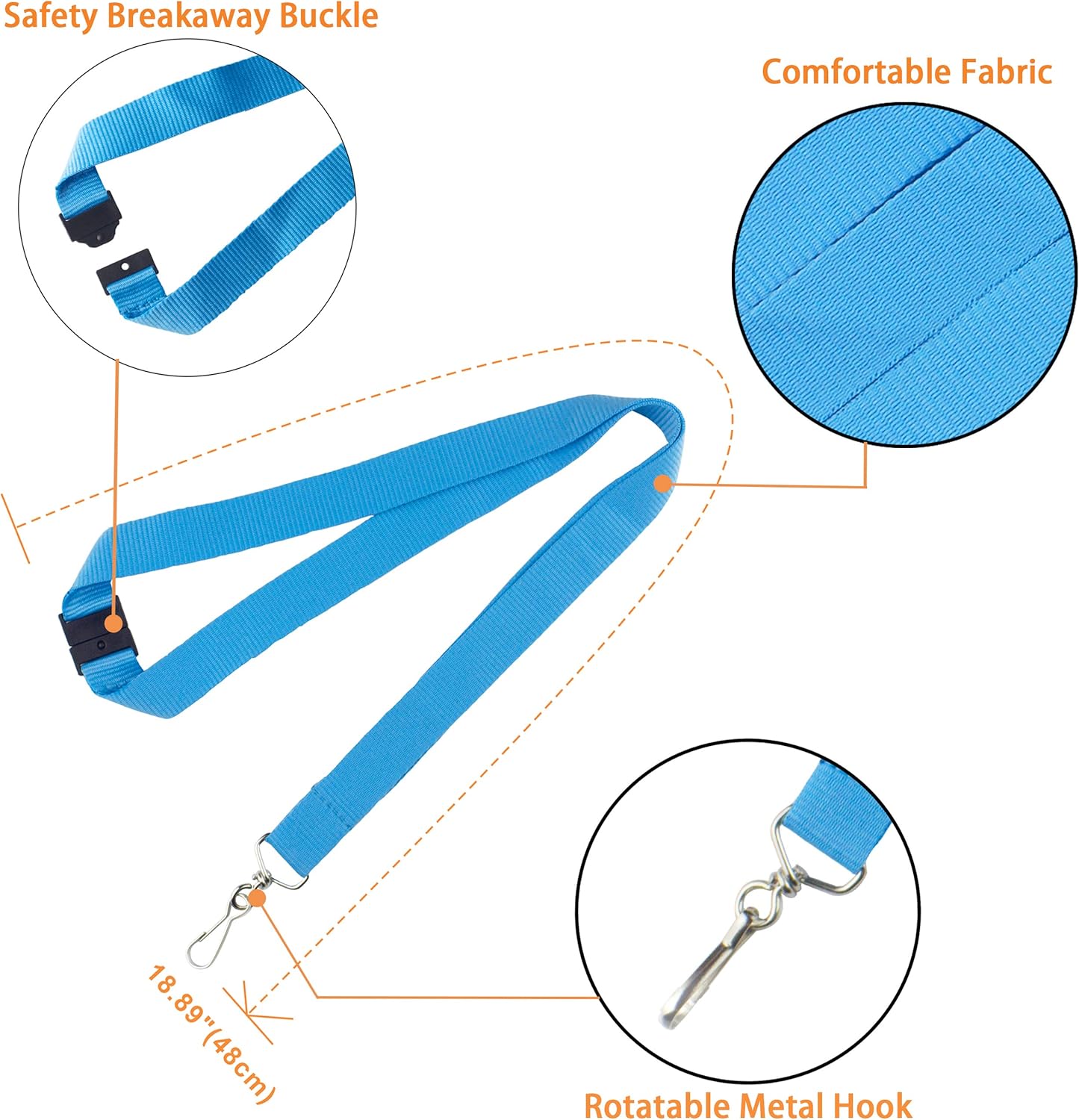 12 Pack Breakaway Lanyards for ID Badge Holder, Durable Neck Straps for Schools, Office, Cruise, Assorted 6