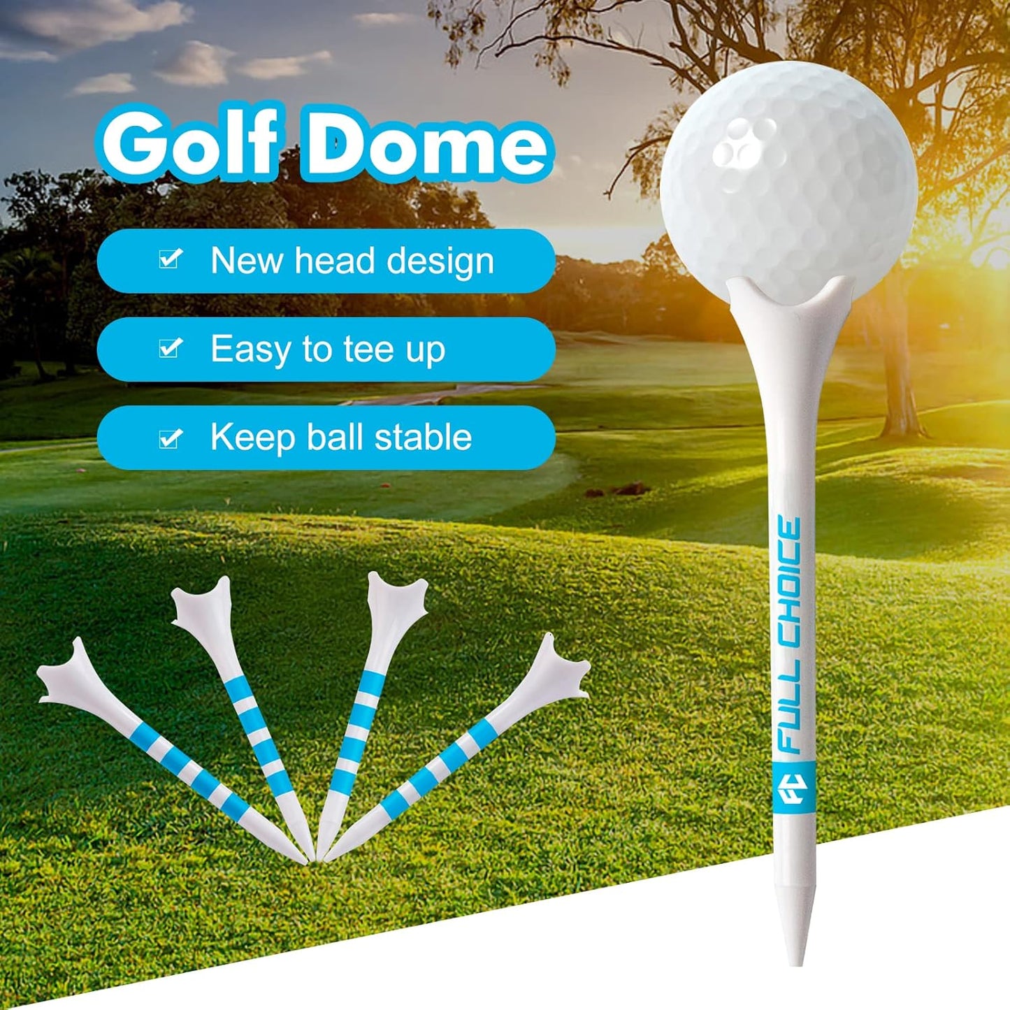 60/100 Pack Plastic Golf Tees (2-3/4"or 3-1/4"), Enhanced Durability & Stability, Designed to Reduce Friction and Side Spin