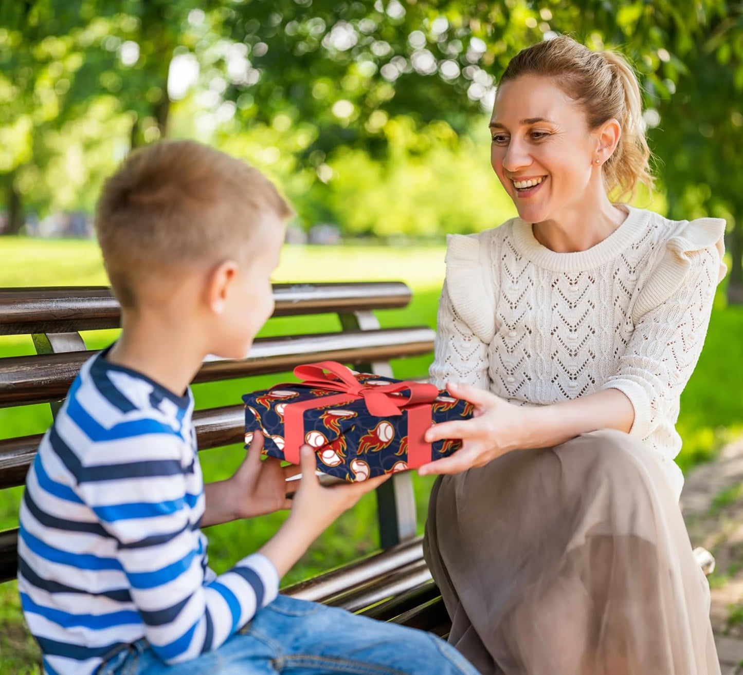 WAPLIGHAL Baseball Wrapping Paper for Kids Boys - Baseball, Flames and Stars Design - Gift Wrapping Paper for Birthday Holiday - 20×29 Inches, 8 Folded Sheets