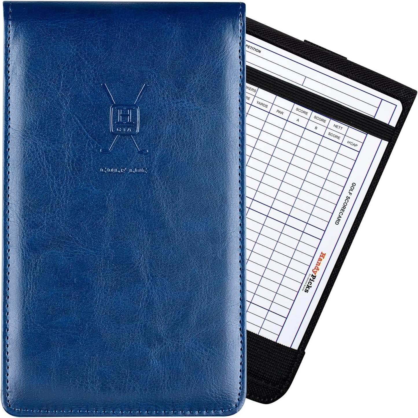 Handy Picks Leather Golf Scorecard Holder | Yardage Book Cover | Scorecard n Pencil Included