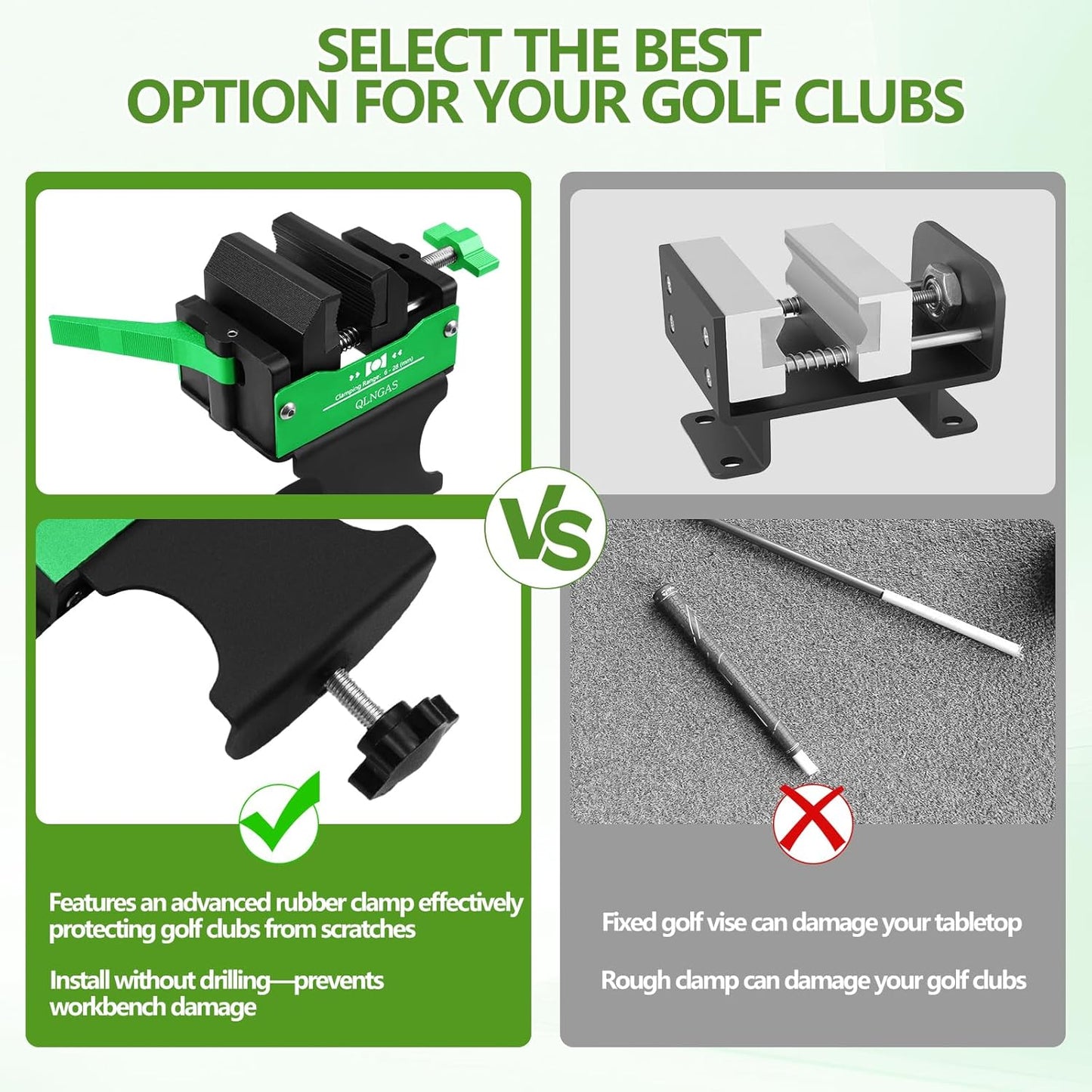 Golf Club Regripping Pro Kit - Quick-Release Vise Clamp and Portable Design, Heavy Duty Grip Removal Tool, with Non-Slip Rubber Jaws & Durable Regripping Station for Home Workshop