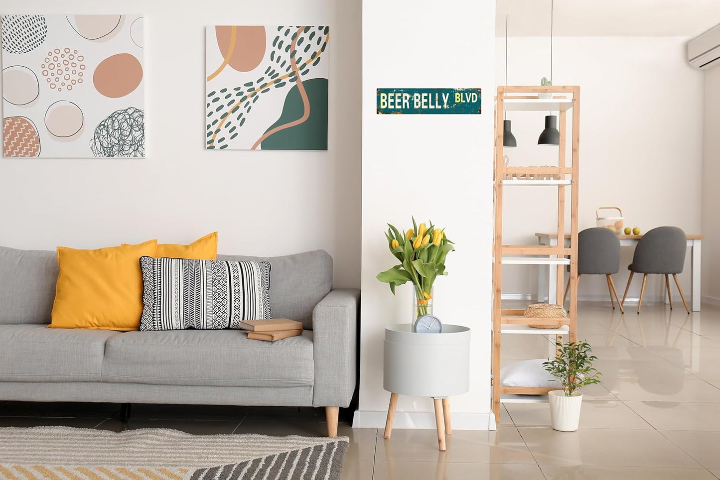 AWISZZZ Vintage Metal Tin Sign Retro Beer Belly Blvd Signs Stylish Wall Art Plaques for Home Decor Bathroom Kitchen House and Gothic Wall Decor or as a Unique Poster 16x4 in