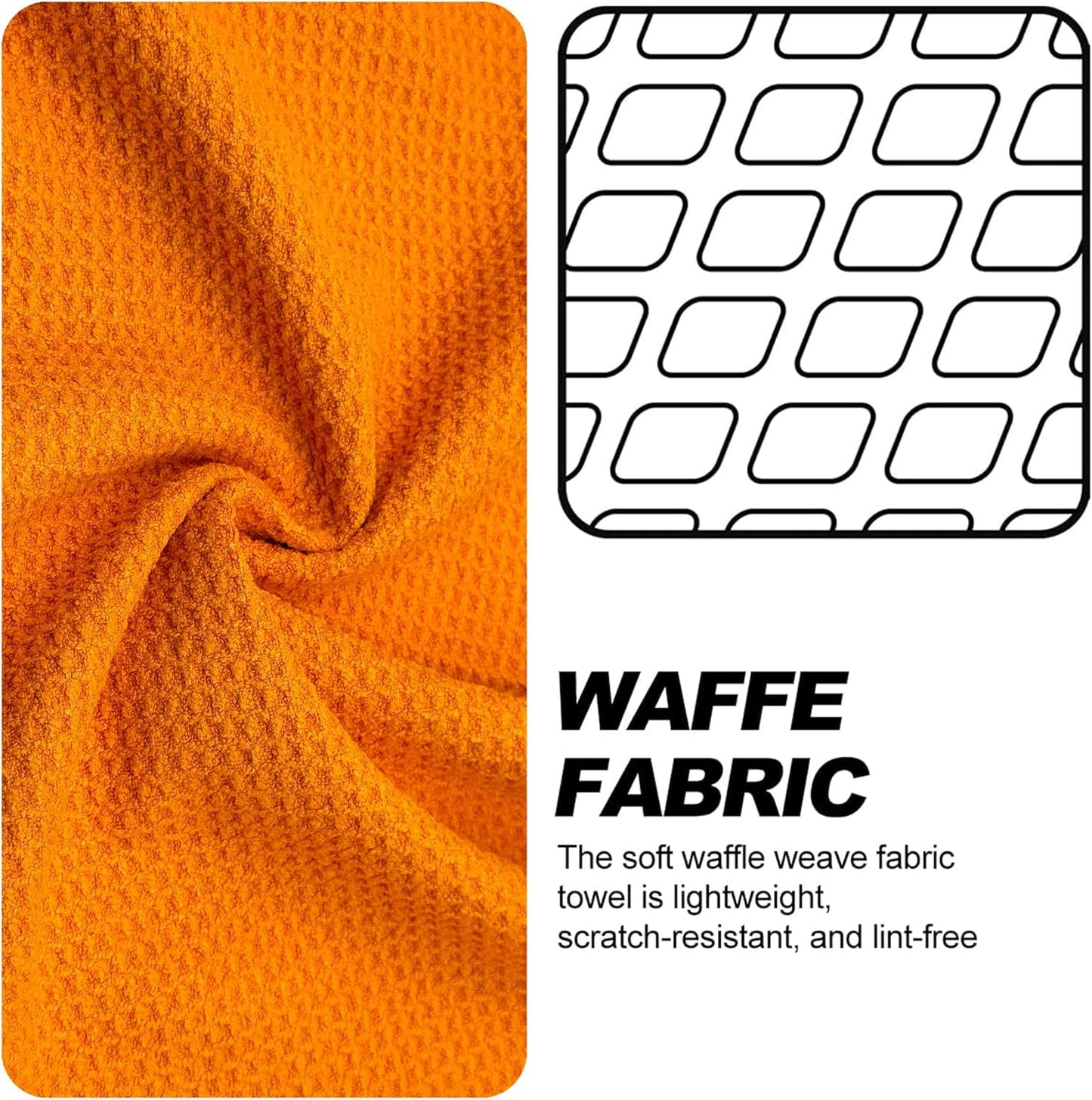 Small Magnetic Golf Towel with Clip, Microfiber Waffle Design - Industrial Strength Magnet for Glof Balls, Golf Bags, Carts Clubs - Orange