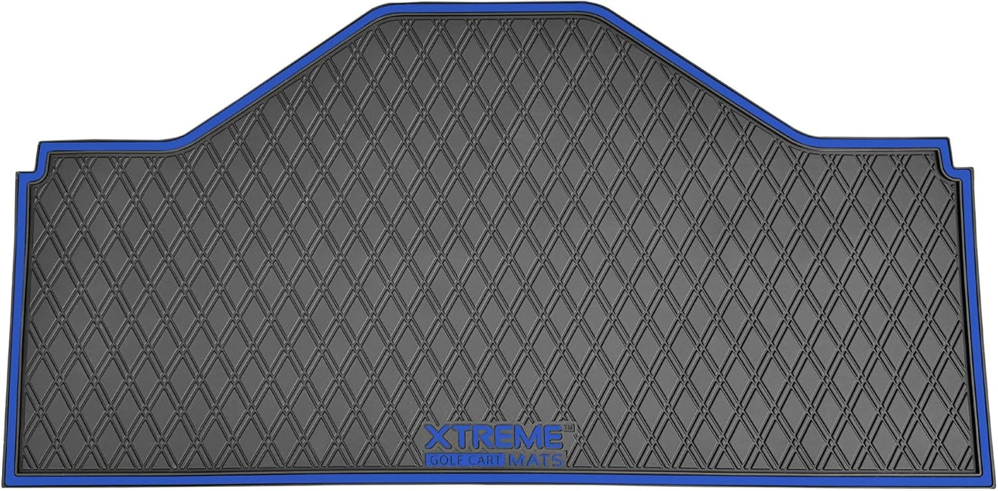 Xtreme MATS Evolution D5 Golf Cart Floor Mat Set- Rubber Double Diamond Design - Fits DMAX, GT 4 & 6, D5 2 Seater or 2+2 Including Evolution Maverick and Ranger Trims (Blue Trim, D5 Front Row Only)