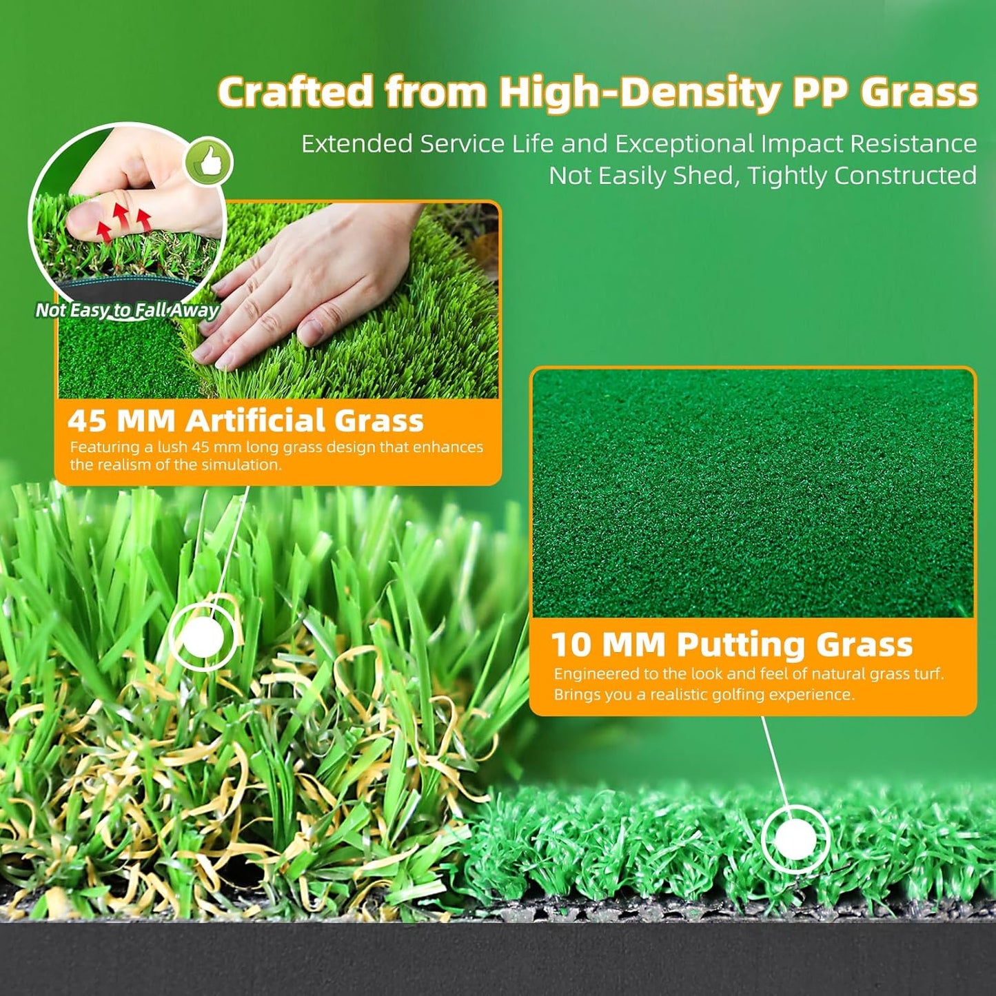 Roykaw Golf Putting Green - 5 x 10 Ft. Putting Mat, Professional Training Aid for Indoor & Outdoor, Green Mat w/ 3 Holes, Flags, Slope Sponges