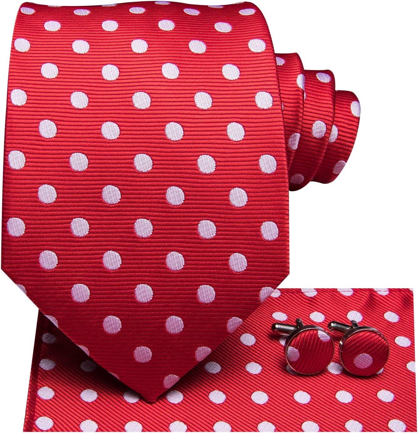 Dubulle Mens Paisley Striped Tie WOVEN Necktie for Men and Handkerchief Cufflinks Set Wedding Formal Business