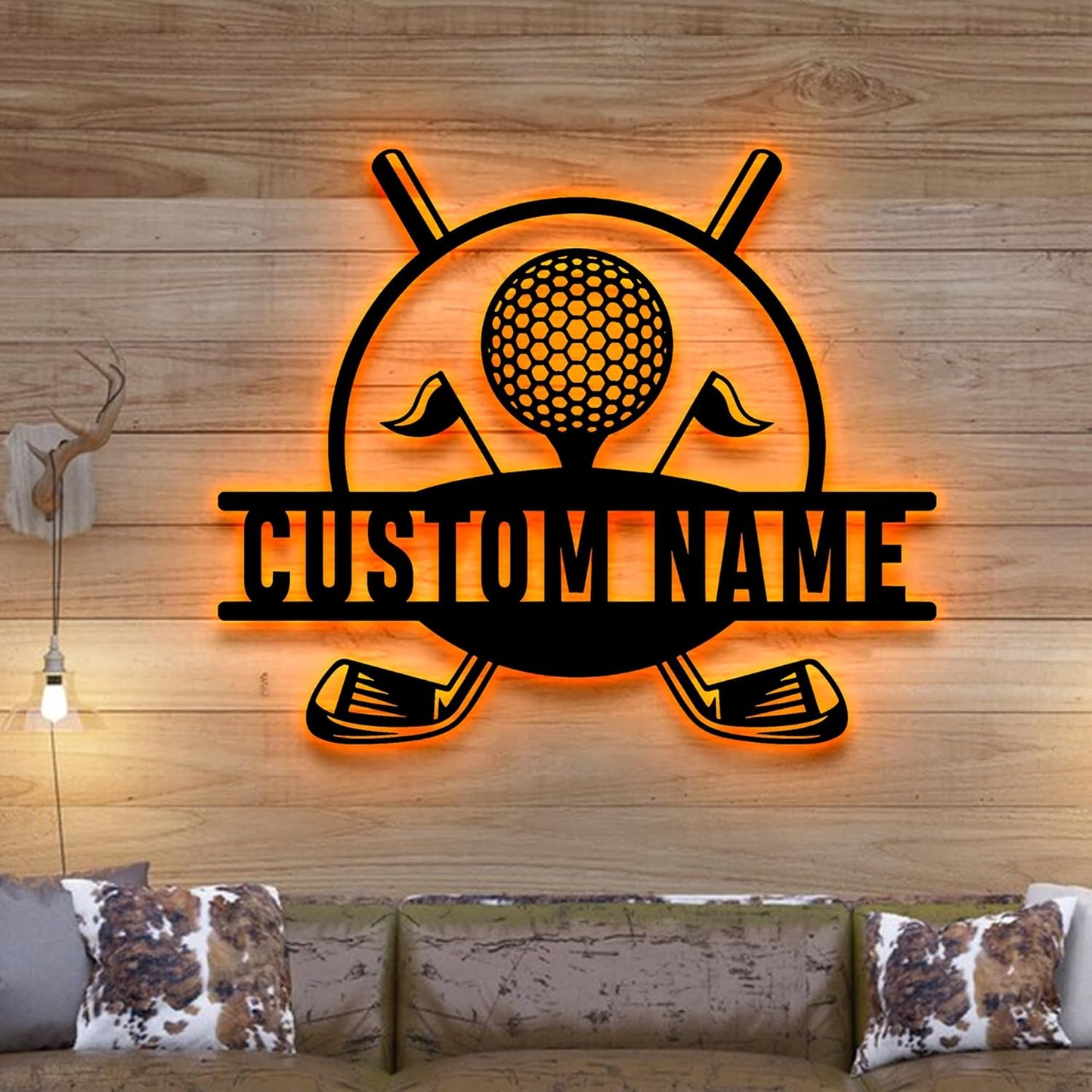 Custom Golfing Metal Wall Art LED Light, Personalized Golfer Name Sign Home Decor, Wall Hanging, Birthday Gift, Christmas Gift
