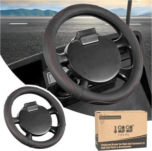 10L0L 13 Inch Golf Cart Steering Wheel Covers for EZGO TXT&RXV, Upgraded Microfiber Anti-Slip Steering Wheel Cover with Pu Leather