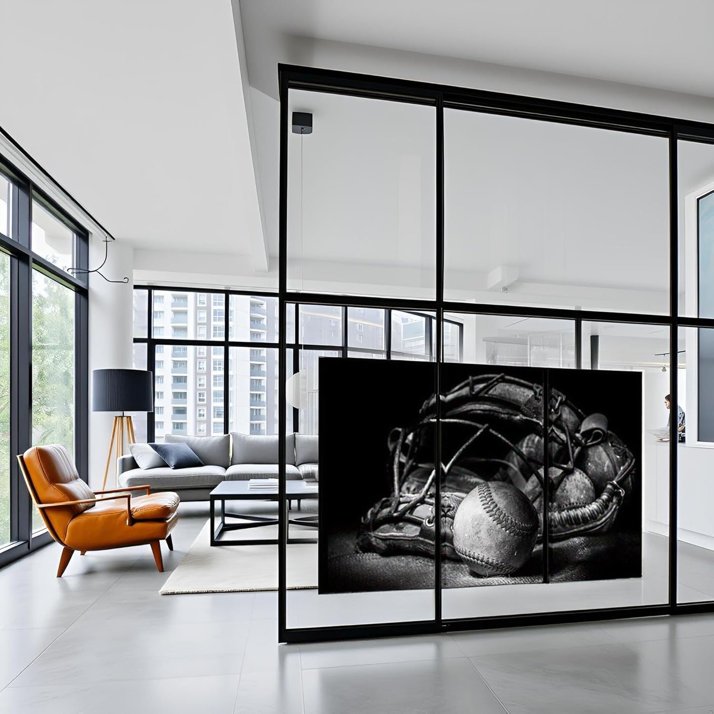 LevvArts Black and White Baseball Wall Art Sports Themed Poster Wall Decor Mens Bedroom Boys Room Decorations Vintage Ball Glove Pictures Print Home Gym Decoration 16"x32"x3PCS