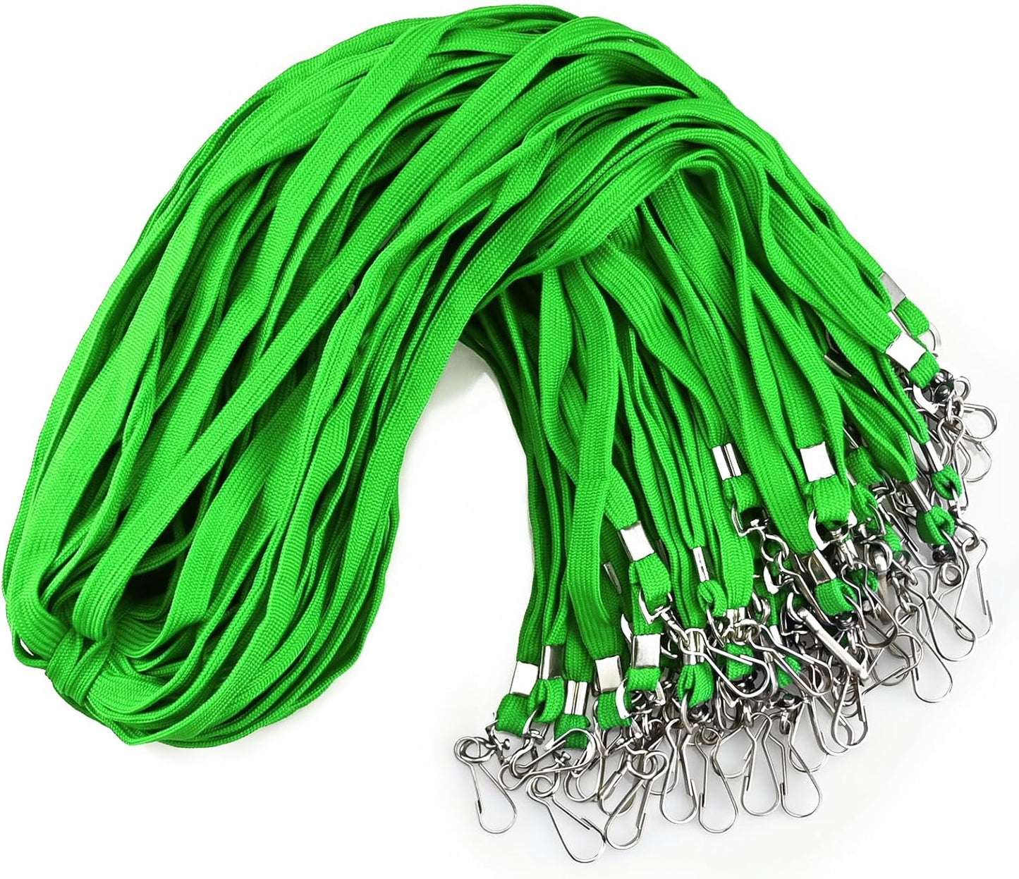 100Pcs Flat lanyards for ID Badge Durable Neck Lanyards with Swivel Hook, Comfortable Neck Straps lanyards with Badge Clip (Green)