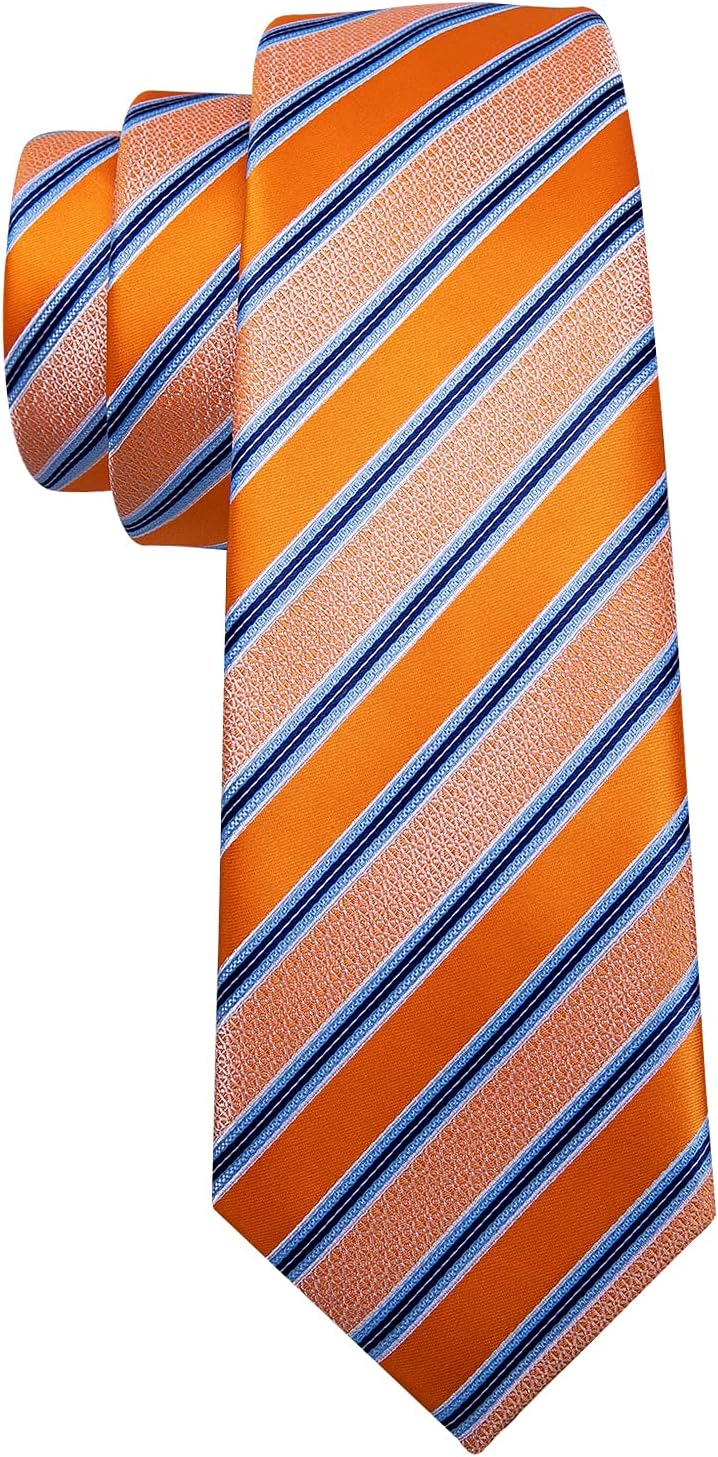 Barry.Wang Designer Classic Ties for Men Set Formal Pocket Square Cufflink Check Plaid