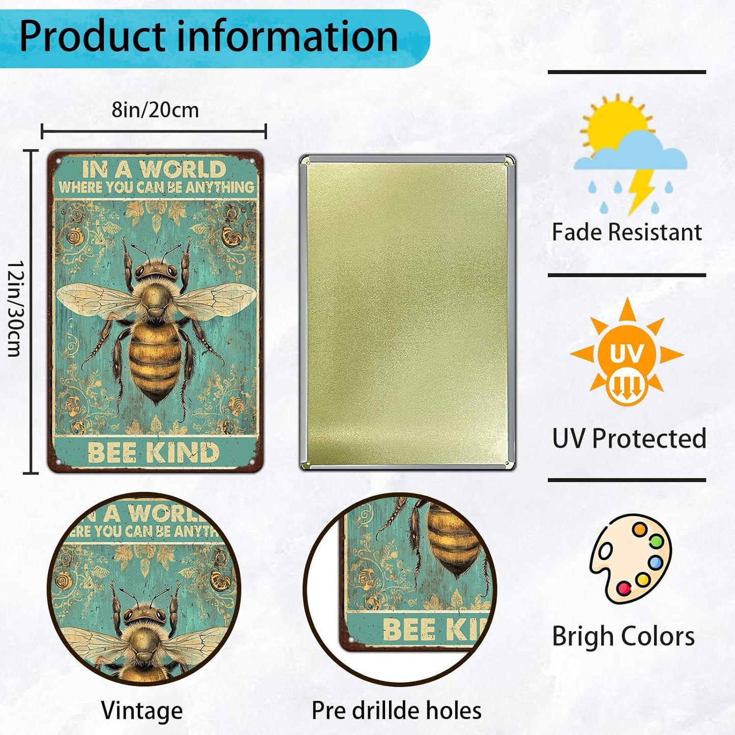 Vintage Metal Signs In A World Where You Can Be Anything Bee Kind Retro Iron Sign For Home Office Kitchen Bar Cafe Garden Farmhouse Wall Decor 12x8 Inch