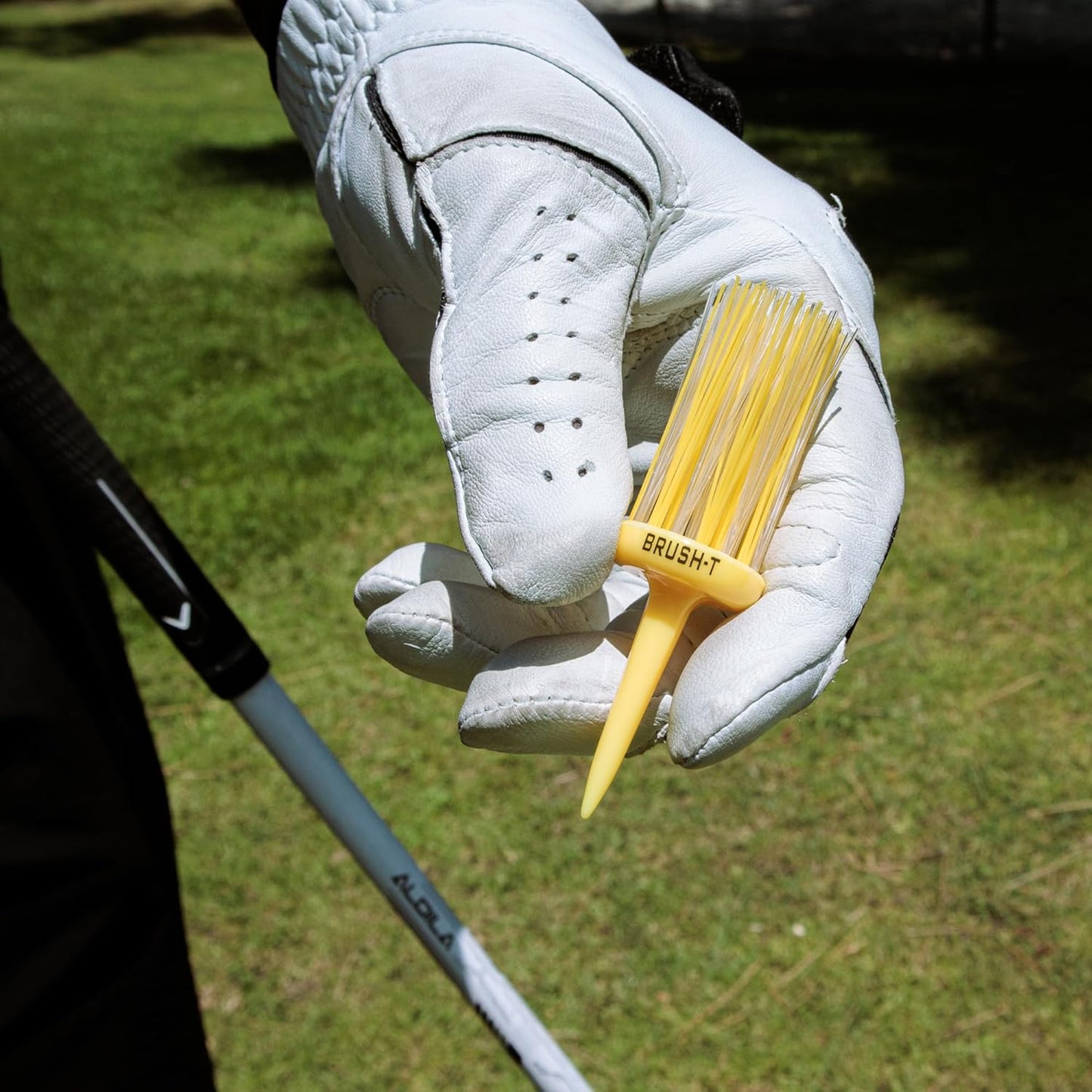 Brush-T Premium Plastic Golf Tees, Yellow XLT 4-Pack, Size 3 1/8", Unbreakable Innovative Design, Consistent Height, Perfect Golf Gift for Men and Women. Golfing Brush Tees, Works with Any Golf Ball