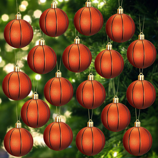 Leitee 18 Pcs Christmas Plastic Basketball 2.36 Inch Xmas Tree Ornaments with Hanging Loop Sports Theme Decorative Hanging Ornaments for Holiday Party Christmas Tree Home