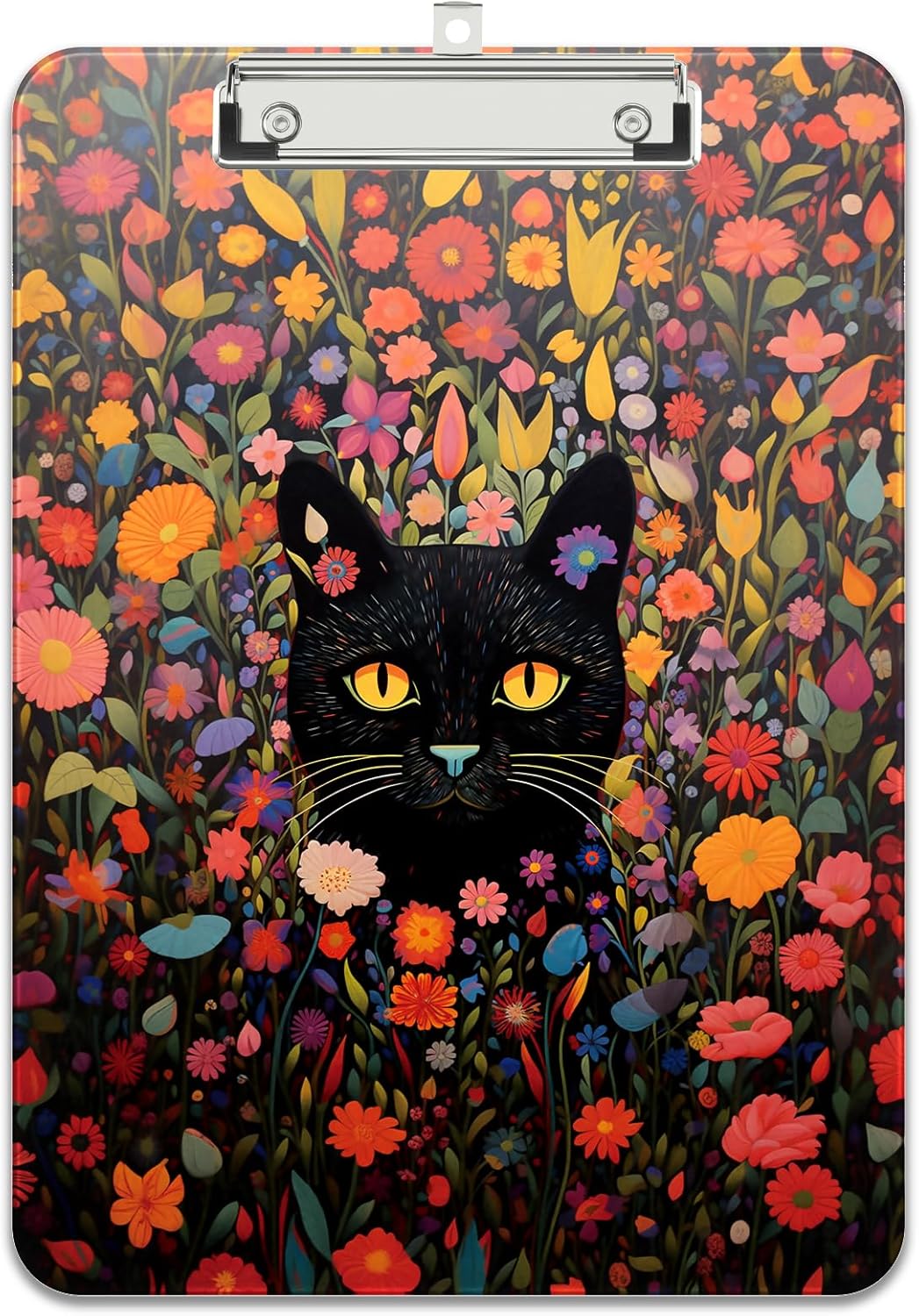 Rimilak Plastic Clipboards with Metal Clip, A4 Letter Size 9 x 12.5 in, Office Decorative for Students Women Men and Kids, Cute Custom Pattern, Flowers Cat