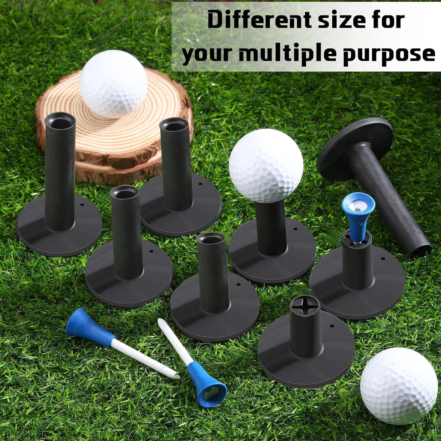12 Pieces Golf Range Tees Set Rubber Golf Tees for Mats Driving Range 6 Pieces for Practice Mat Mixed Size