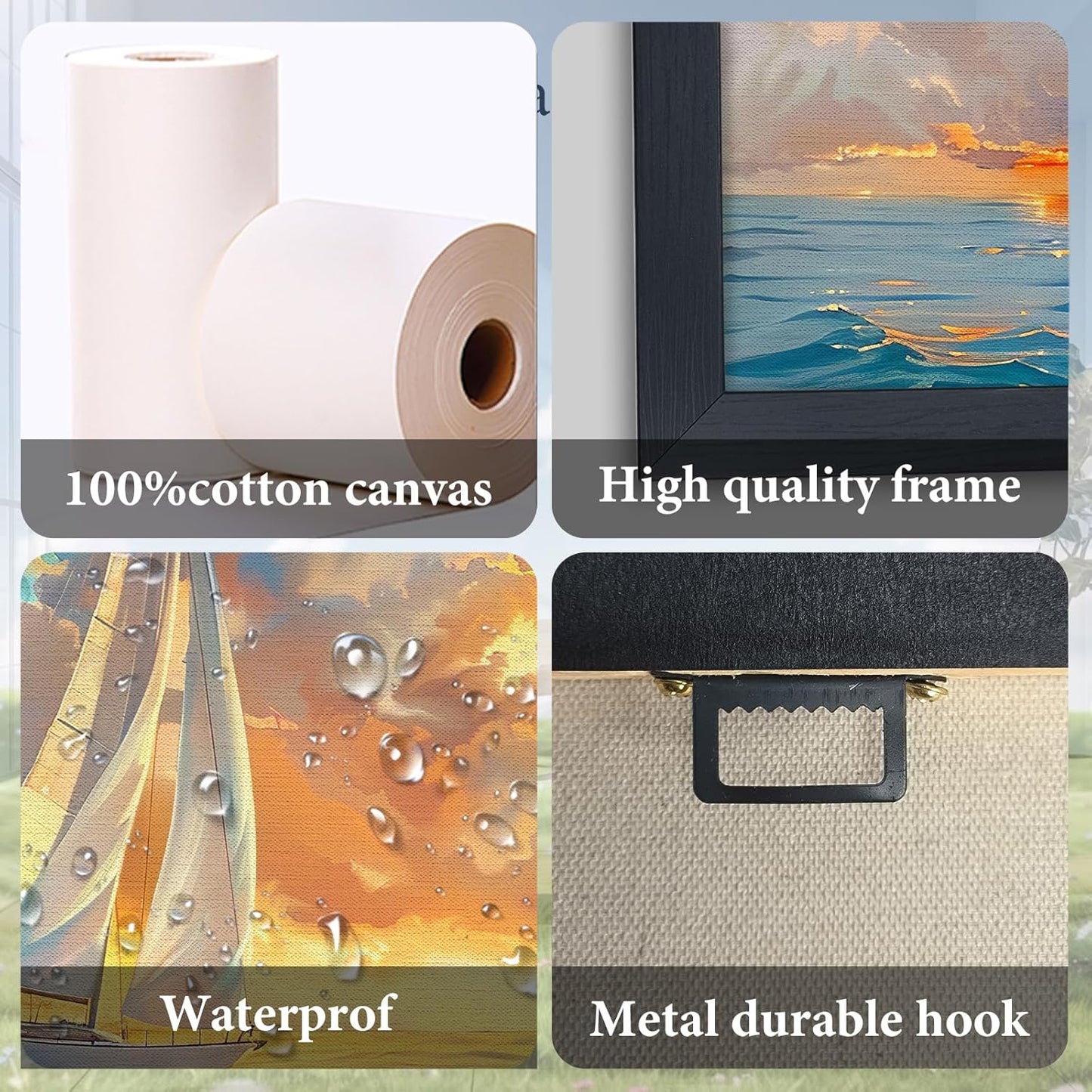 Large Ocean Sailboat Framed Wall Art for Living Room Blue Coastal Pictures Wall Decor Ocean Canvas Print Painting Artwork Modern Home Decorations for Living Room Bedroom Office 36x24 inch