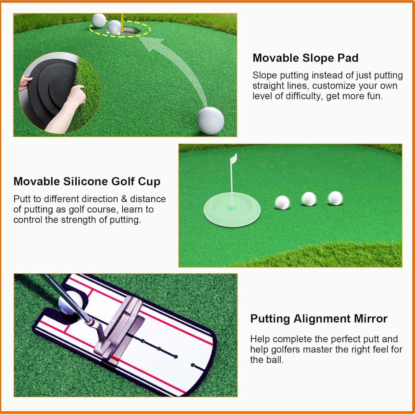 Golf Putting Green Large Golf Mat Practice Indoor Outdoor - 5 x 10 ft Pro Putting Trainer Game for Home Backyard Office