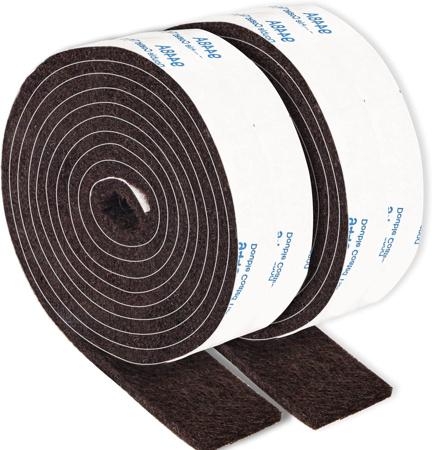 Felt Strips with Adhesive Backing, 2 Rolls 1x60 Inches Brown, Felt Tape for Furniture Protection