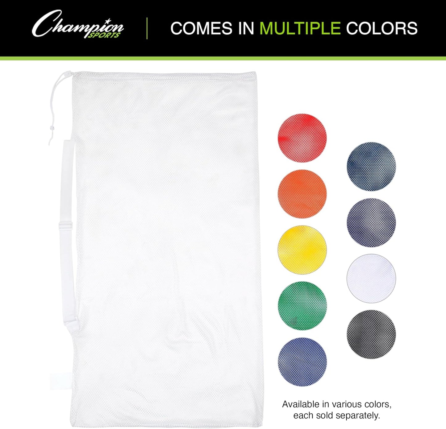 Champion Sports Mesh Equipment Bag – Heavy-Duty Nylon Drawstring Bag with Lock & ID Tag, Breathable Storage Sack for Balls, Swim Gear, Laundry & Toys, Multiple Sizes & Colors