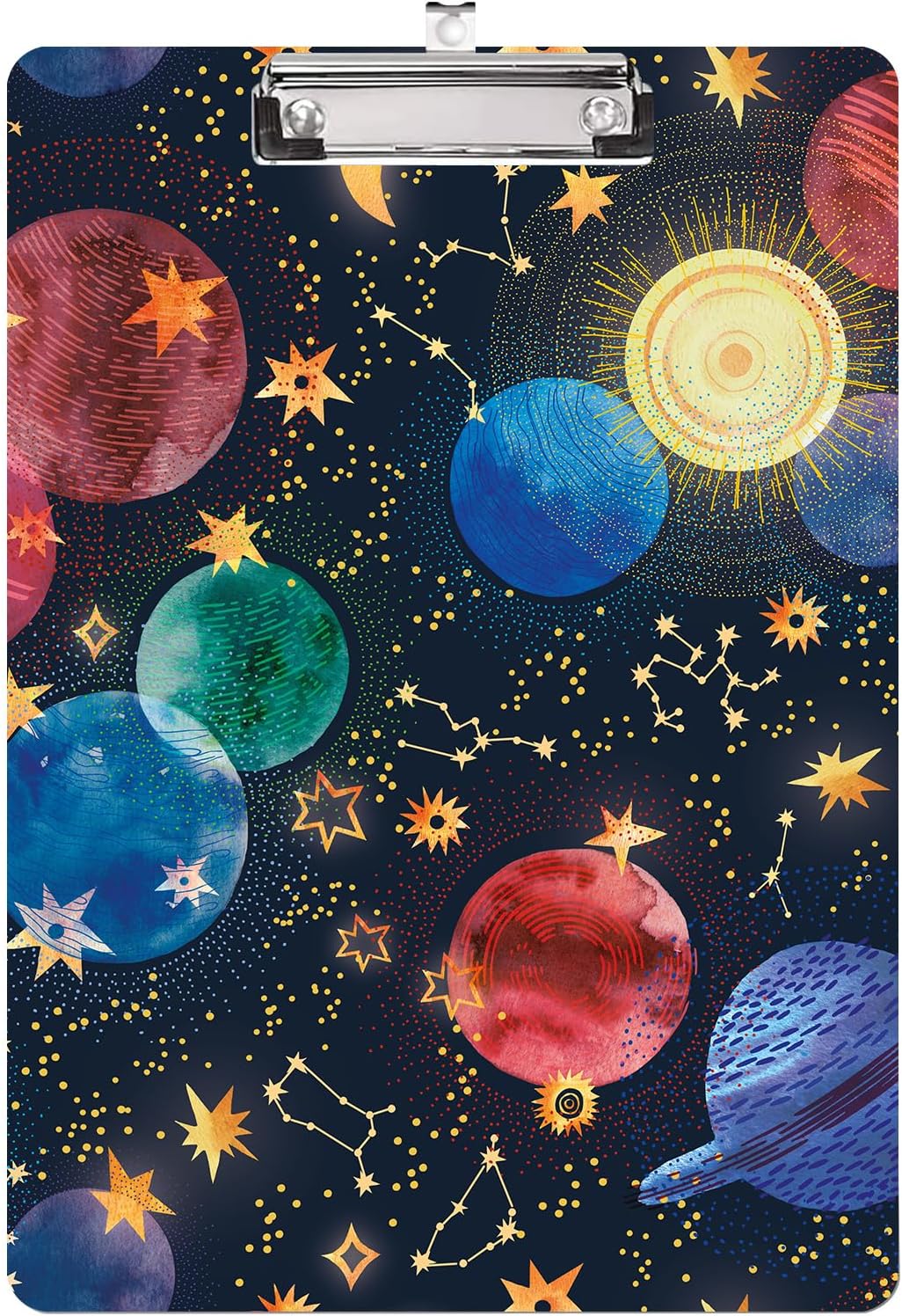 Galaxy Space Design Letter Size Plastic Clipboards for Students Women Man and Kids A4 Standard Size 8.7 x 12.5 with Low Profile Metal Clip