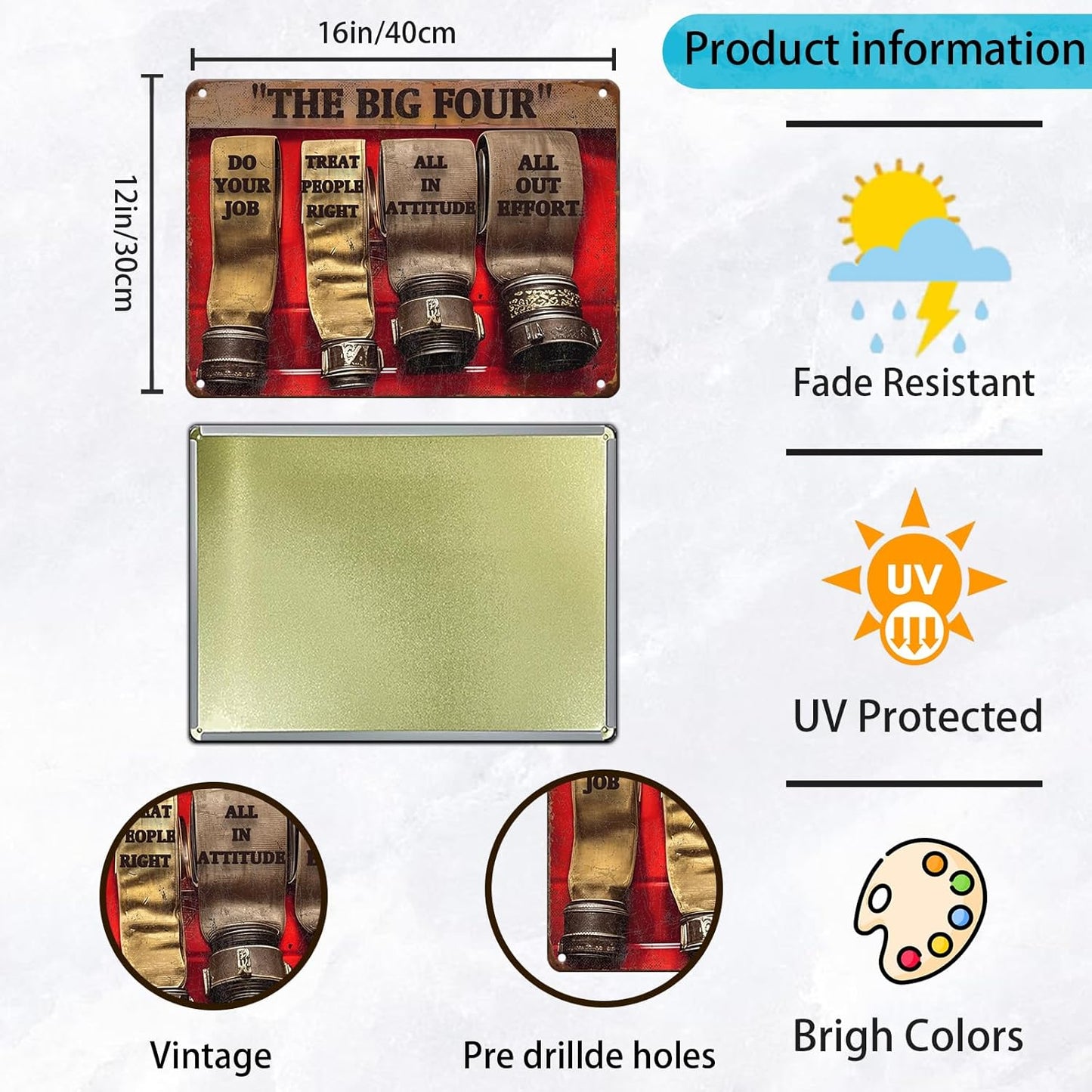 The Big Four Firefighter Do Your Job Firefighter Metal Tin Sign 12x16 Inch Retro Firefighter Metal Poster Plaque Fun Firefighter Tin Sign Home Kitchen Garden Bar Coffee Man Cave Wall Decor