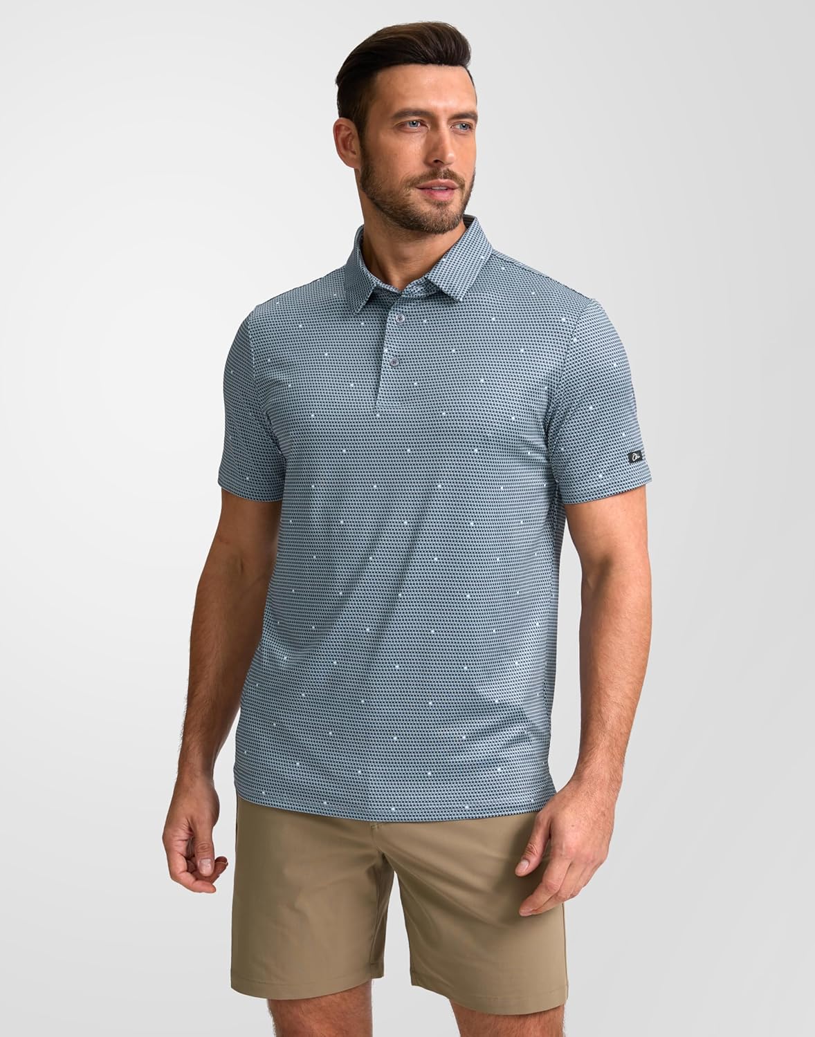 Obla Mens Golf Polo Shirts Short Sleeve Dry Fit Performance Moisture Wicking Casual Print Collared Golf Shirts for Men