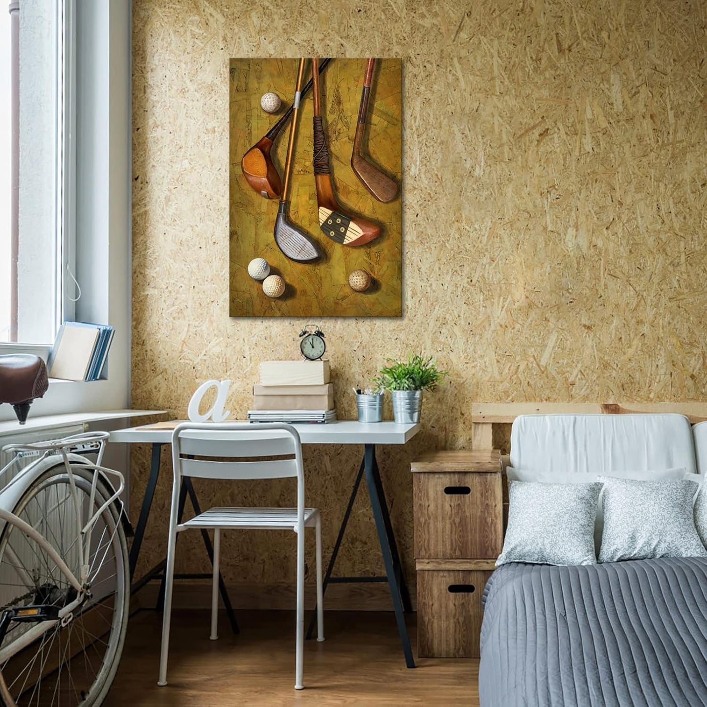 KLVOS Golf Pictures Wall Decor Vintage Sports Artwork Golf Ball Canvas Art Print Home Decor Great Gift for Bedroom Man Cave Office Gym Decoration Gallery Wrap Inner Frame 24x36inch