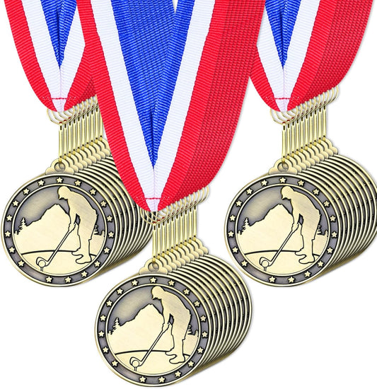 Remuuly 30 Pcs Gold Medals Bulk 2'' Basketball Soccer Baseball Volleyball Football Lacrosse Kickball Cheer Bowling Trophy Medals for Awards for Sports Participation Winner Gift
