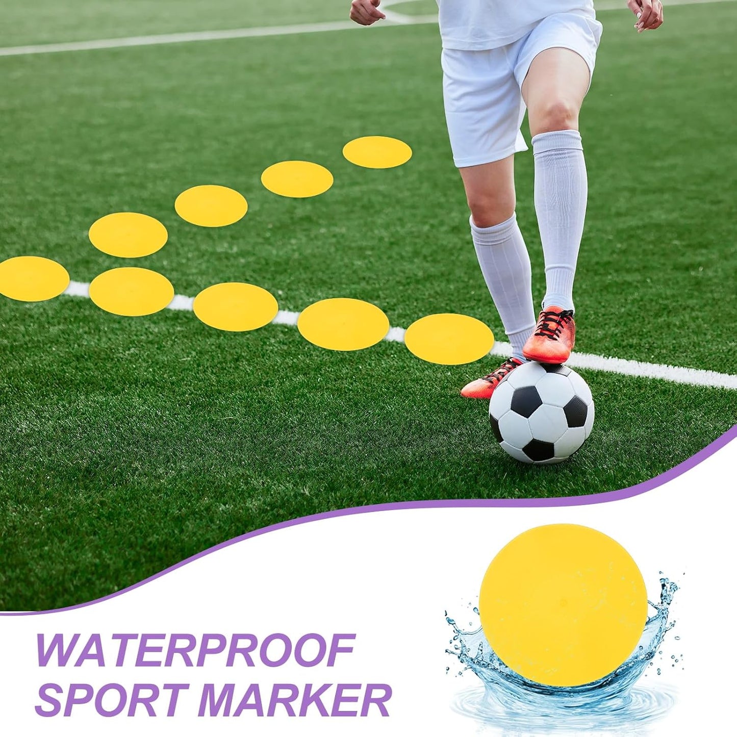 PATIKIL Spot Markers, Non-Slip Floor Dots Agility Markers Flat Field Cones Poly Dots for Gym PE Speed Training Dance Soccer Basketball Sports