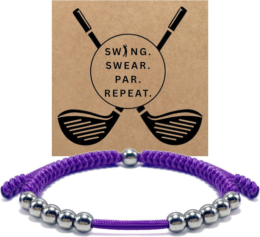 LAMIBEE Premium Golf Stainless Steel 10 Bead Score Counter Bracelet, Golf Stroke Count Bracelet, Resizable Easy Adjust Golf Round Scoring Tracker, Durable Stylish Golf Accessory