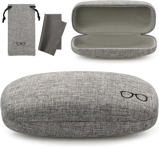 Vemiss Hard Shell Eyeglasses Cases, Linen Fabrics Protector Sunglasses Case, Large Glasses Case