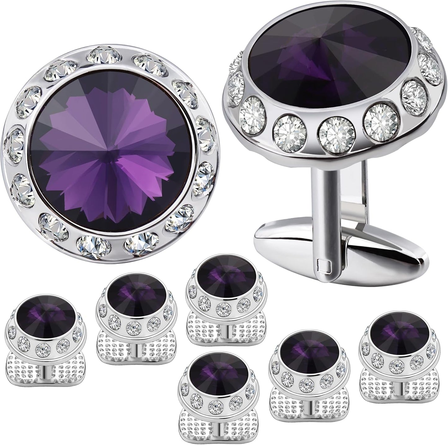 HAWSON Birthstone Tuxedo Studs and Cufflinks Set for Men's Suit Tuxedo Formal Dress Shirt Wedding Business Party Accessories