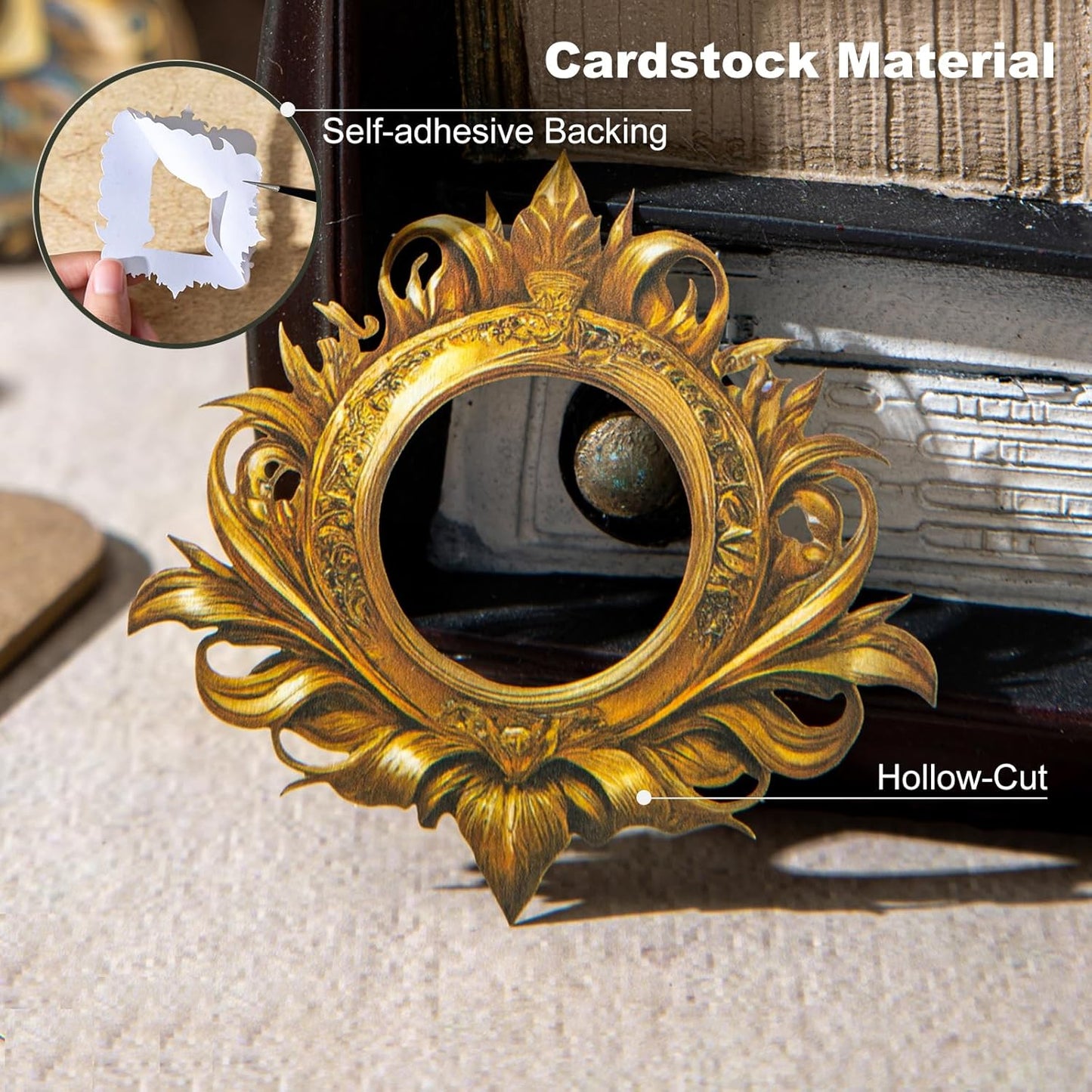 Medieval Frame Stickers – 60 Hollow-Cut Cardstock Stickers for Scrapbook & Journal, Vintage Self-Adhesive Embellishments for Junk Journal, DIY Art & Collage Design