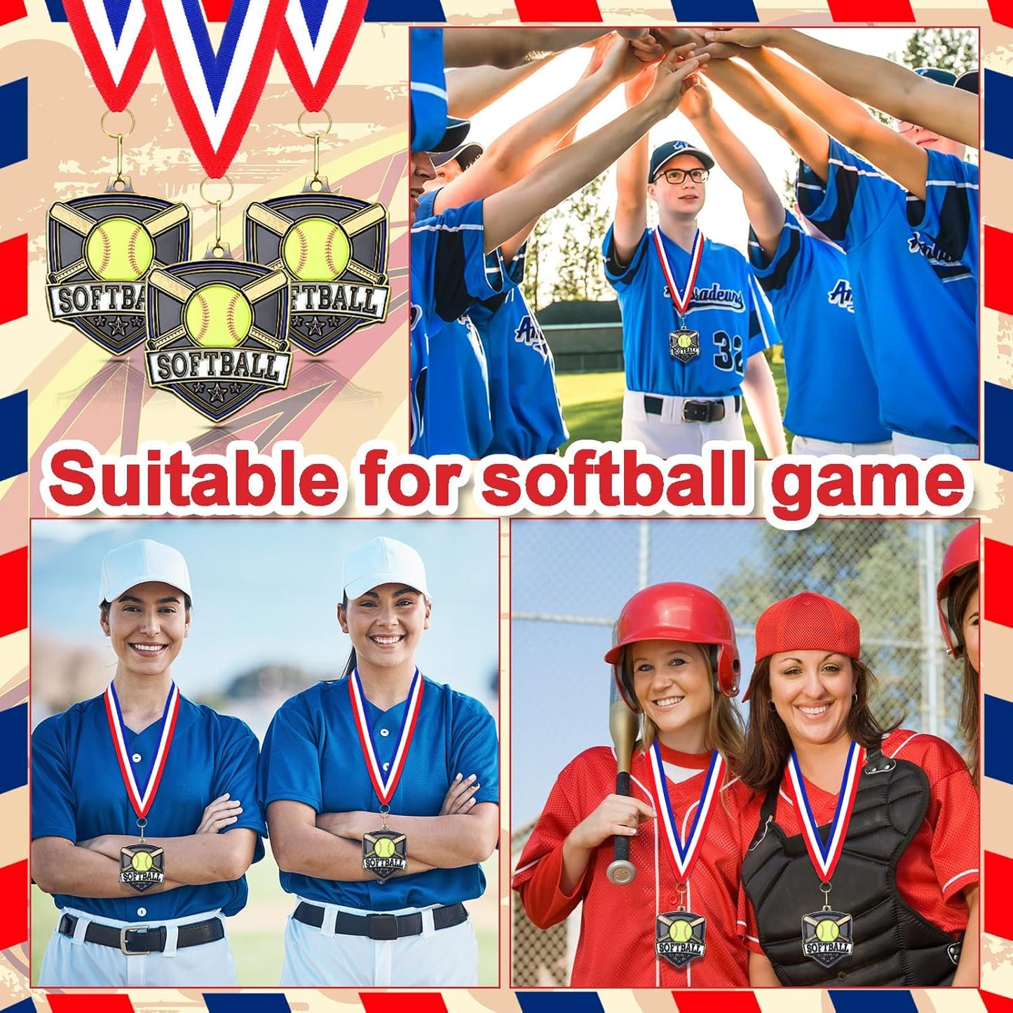 10/20 /30/40 Pcs Award Medals Bulk Sports Medals with Neck Ribbons 2.4 Inch Winner Award Trophy Prize Gift for Sports Themed Party Favors Tournaments School Match