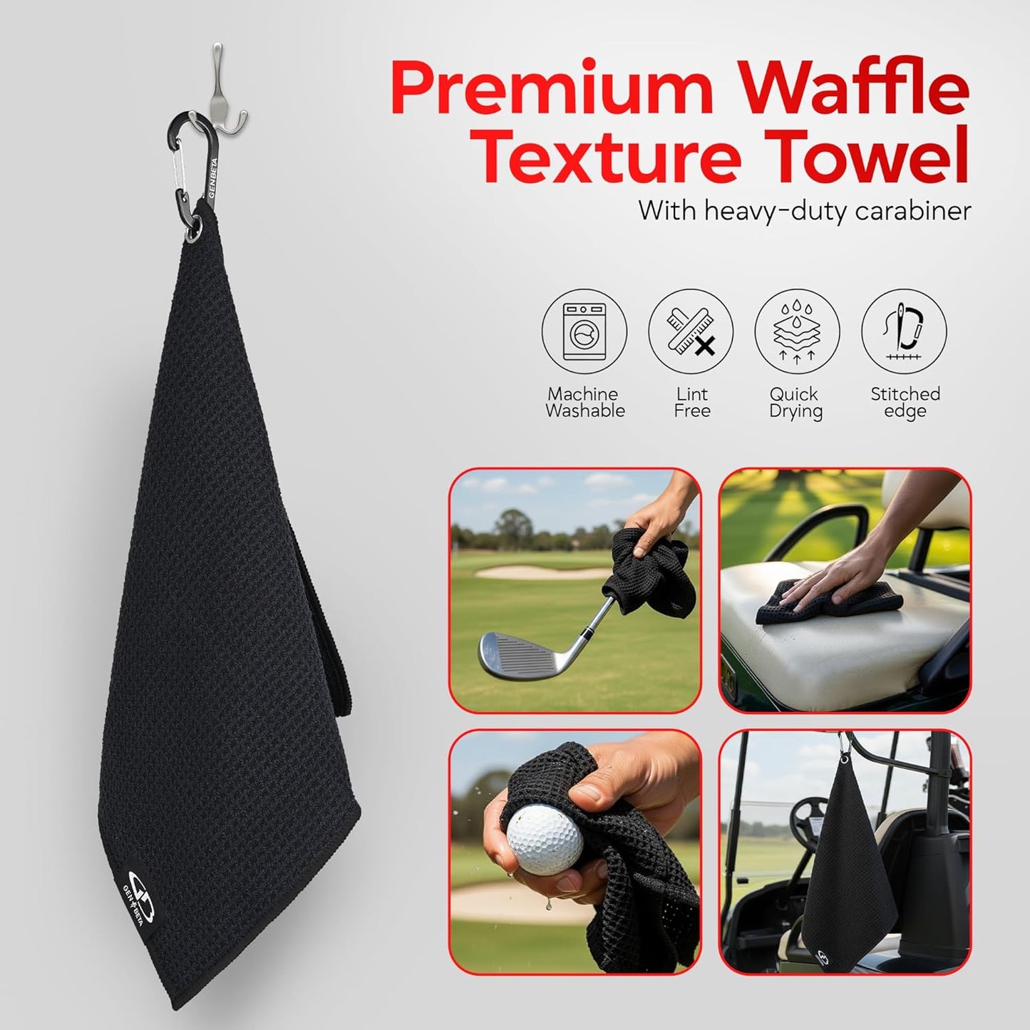 Golf Cart Phone Holder with Golf Towel Included - Golfing Accessories for Men the best Gifts for Golfers, Towel with Clip, Phone Magnet Mount, Club Car Accessories for EZGO, Yamaha, Evolution Club Car