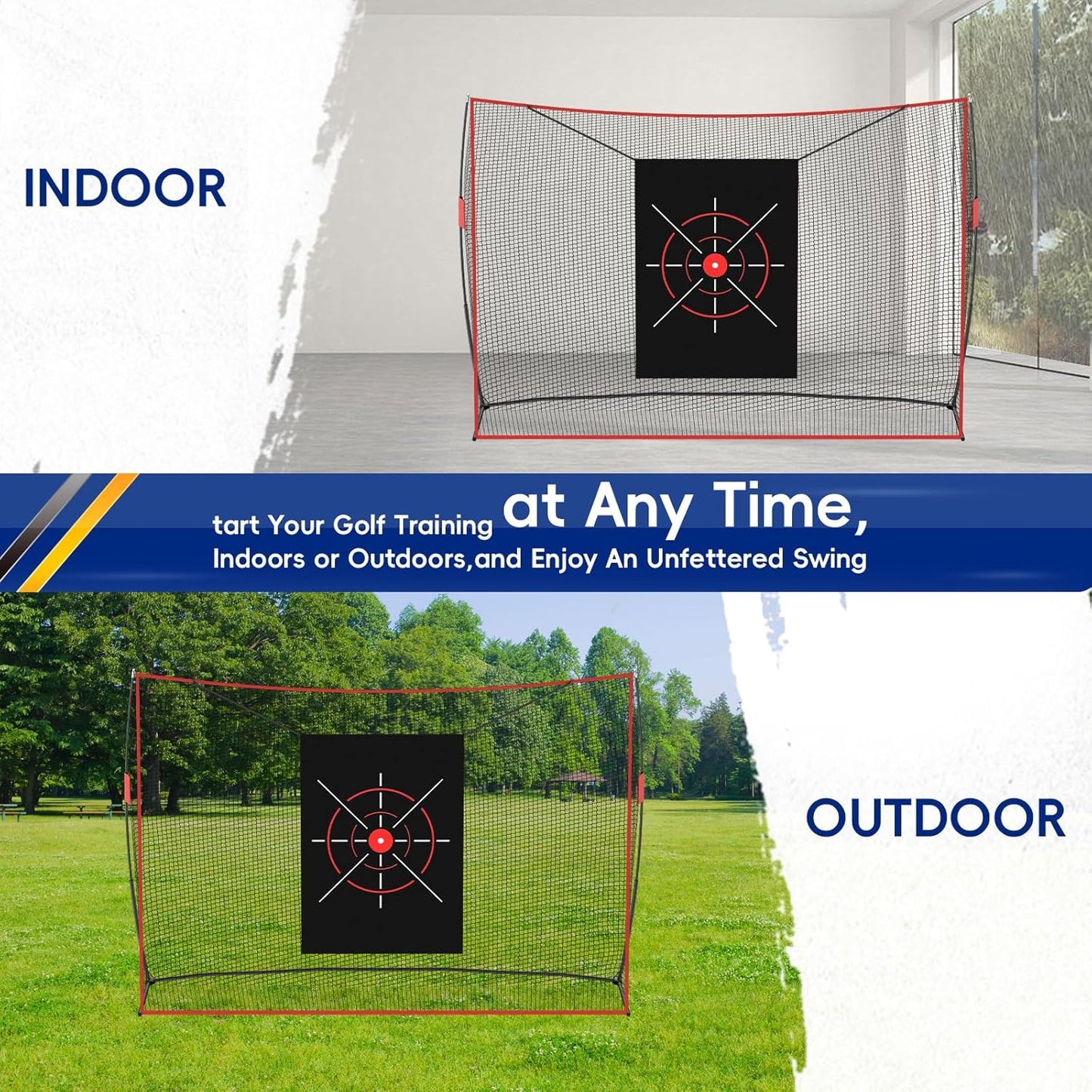 GCCSJ Golf Net, Practice Net,10 x 7ft Heavy Duty Golf Practice Net with Chipping Practice Net, Training Net for Backyard Driving Chipping Indoor Outdoor Training