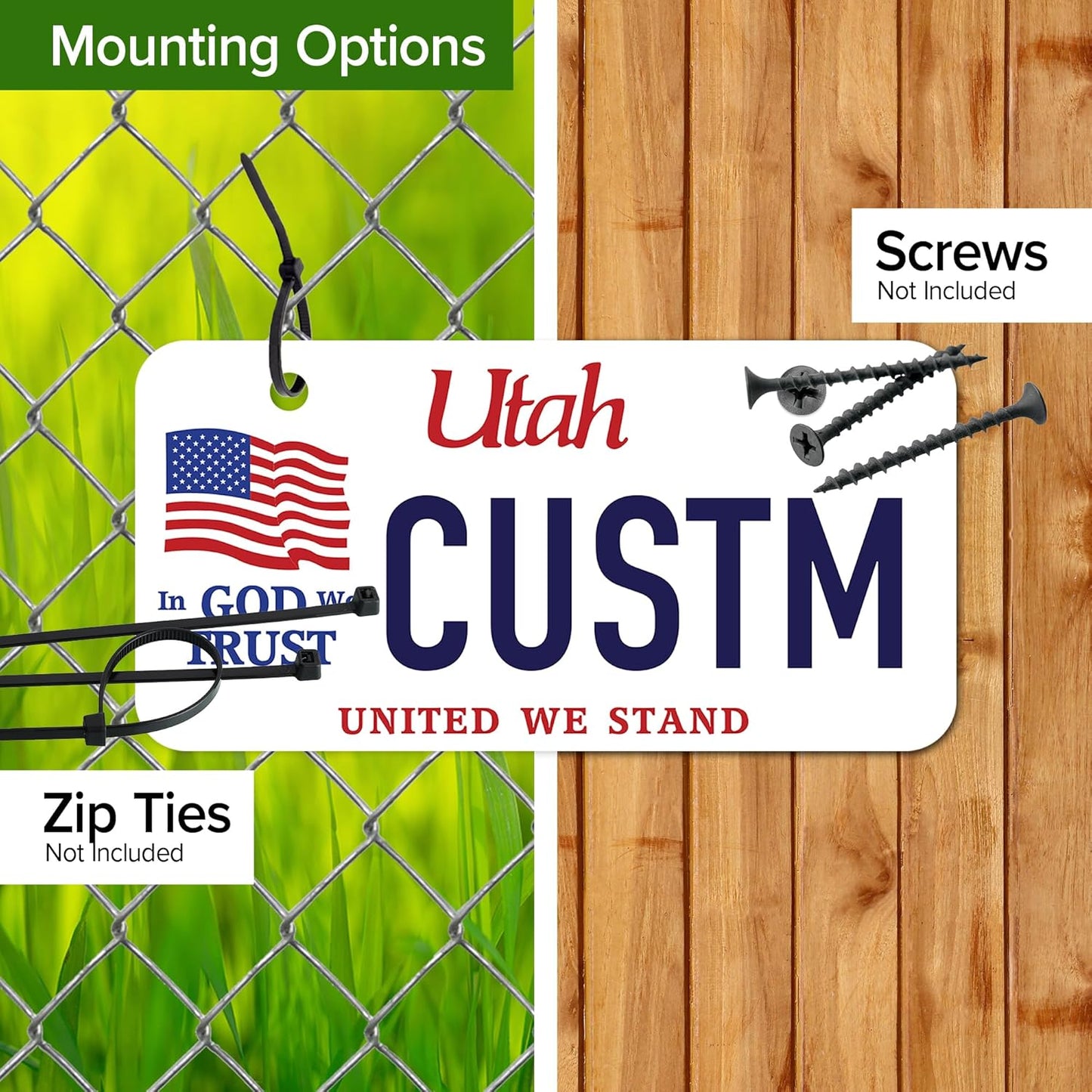 Mini License Plates, Personalized License Plates, Custom for Car, Bikes, ATV, Kids Car, Golf Cart, Jeep, 2x4 Inch, Rust-Free Fade Resistant Aluminum, USA Made by My Sign Center (Utah)