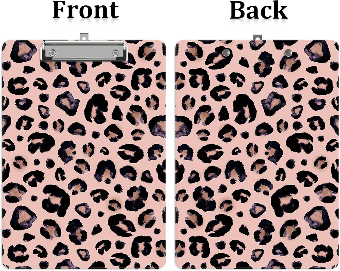 Plastic A4 Clipboards, Cute Clip Board Stardard Letter Size 9 x 12.5 in, Office Decorative for Students Women Men and Kids, Leopard