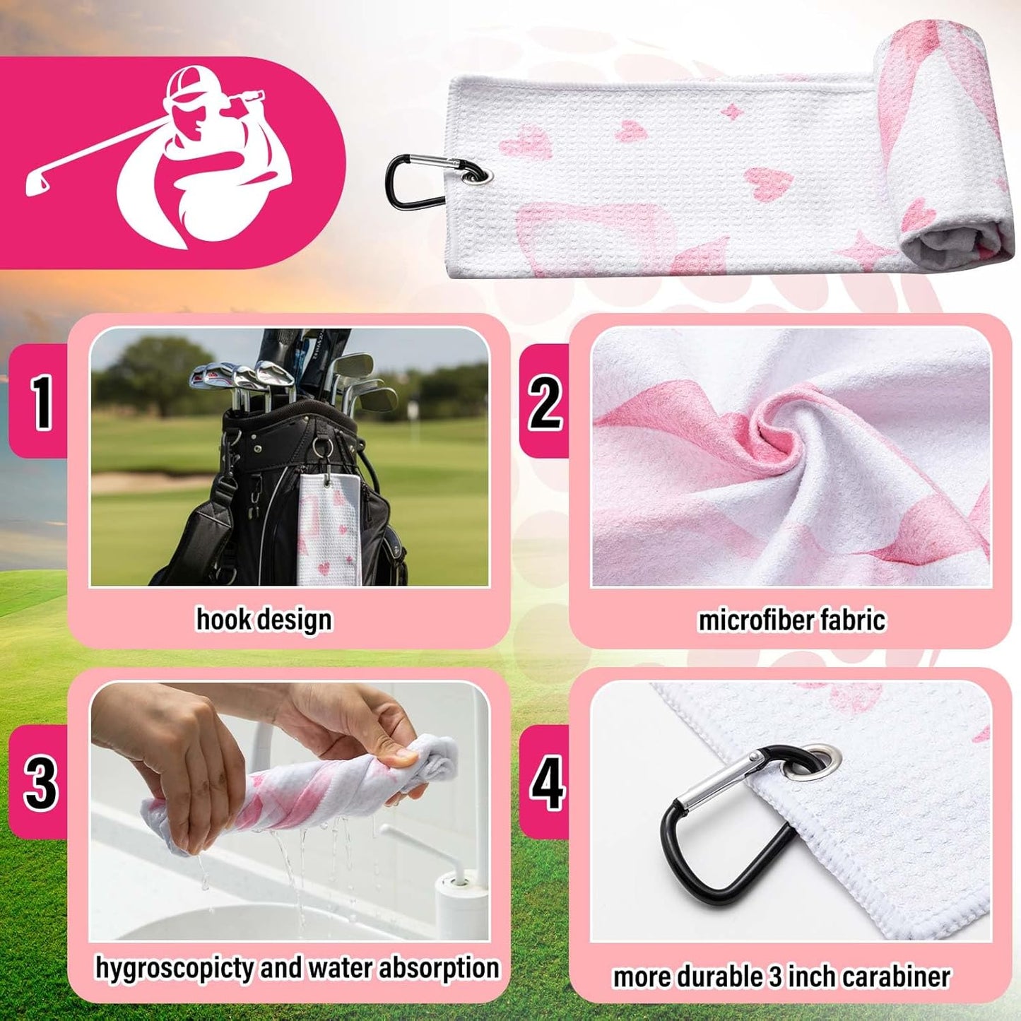 Liliful 12 Pcs Golf Accessories Kit, Include Golf Ball Bag with Hook Towel Tees Magnetic Ball Marker Divot Tool Cleaner Brush for Women Man Gifts